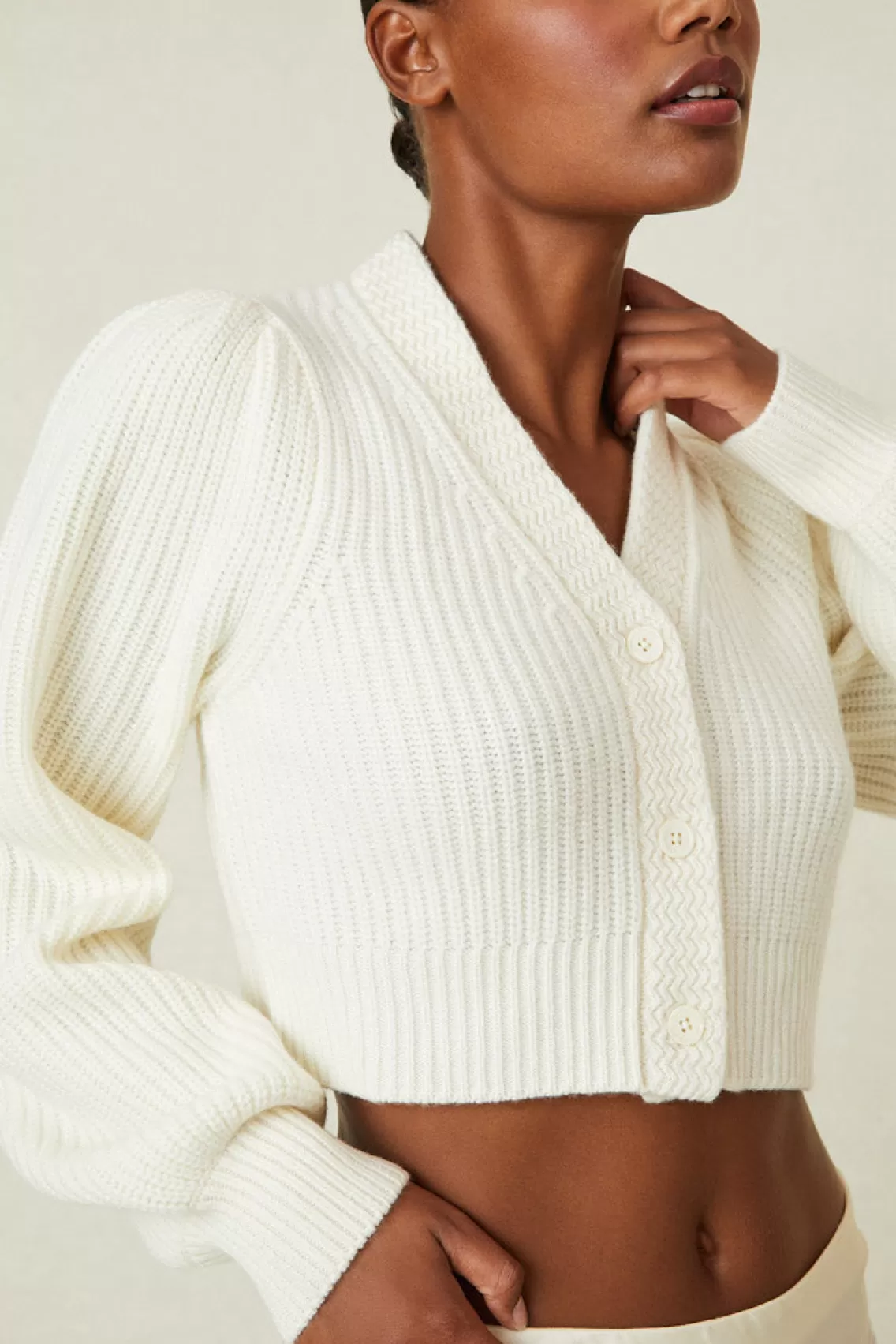 Heritage Collection | Sweaters-LoveShackFancy Avignon V-Neck Crop Cardigan FAWN