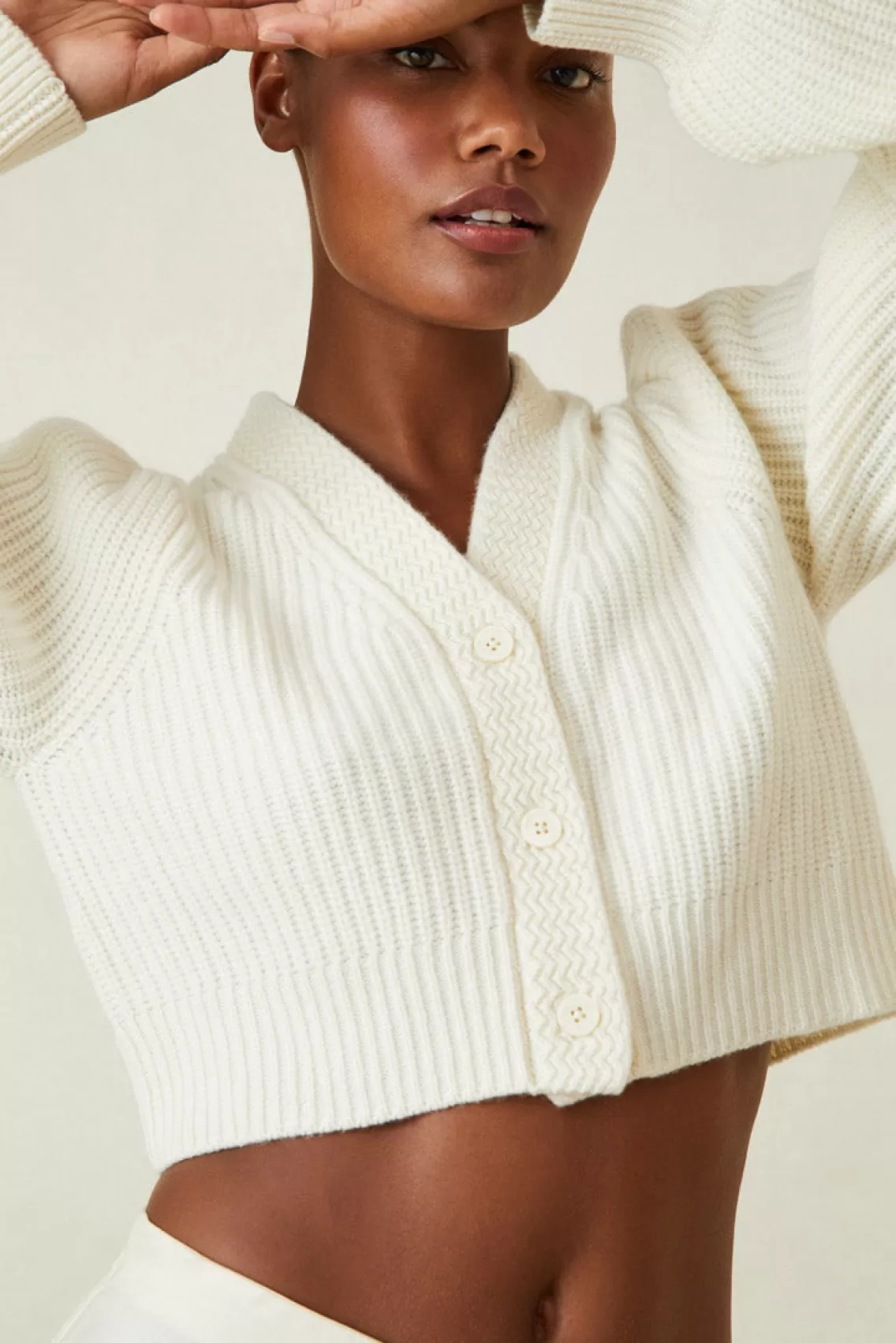 Heritage Collection | Sweaters-LoveShackFancy Avignon V-Neck Crop Cardigan FAWN