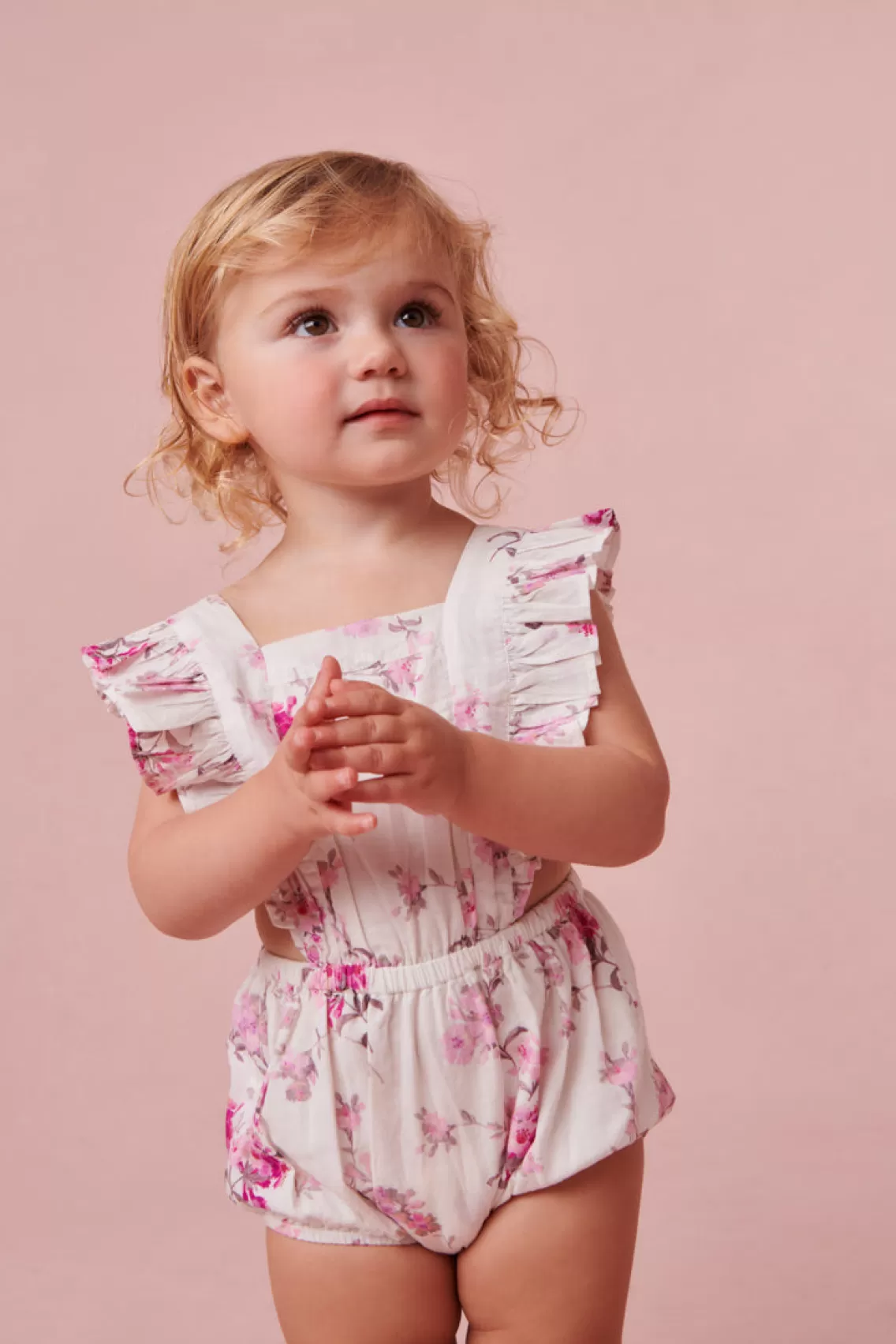 Baby | Mommy & Me-LoveShackFancy Baby Cantara Floral Pinafore WARM PINK CLOUD