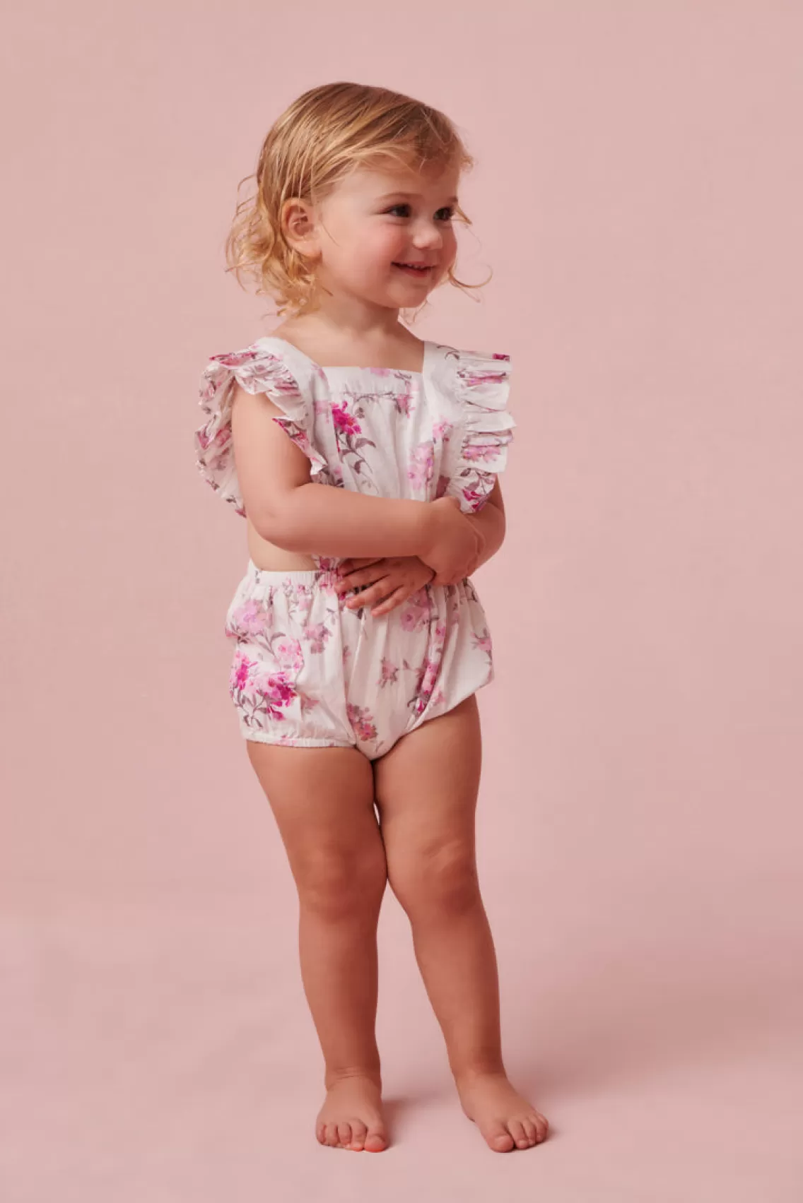 Baby | Mommy & Me-LoveShackFancy Baby Cantara Floral Pinafore WARM PINK CLOUD