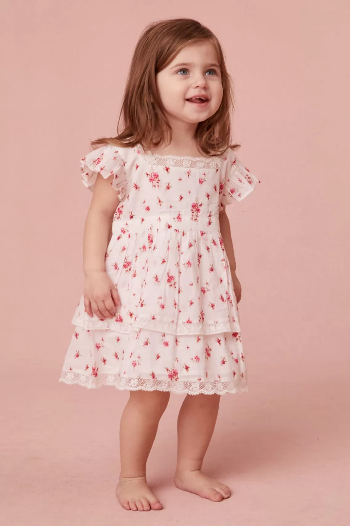 Mommy & Me | Baby-LoveShackFancy Baby Luciette Cotton Dress CARMINE ROSE