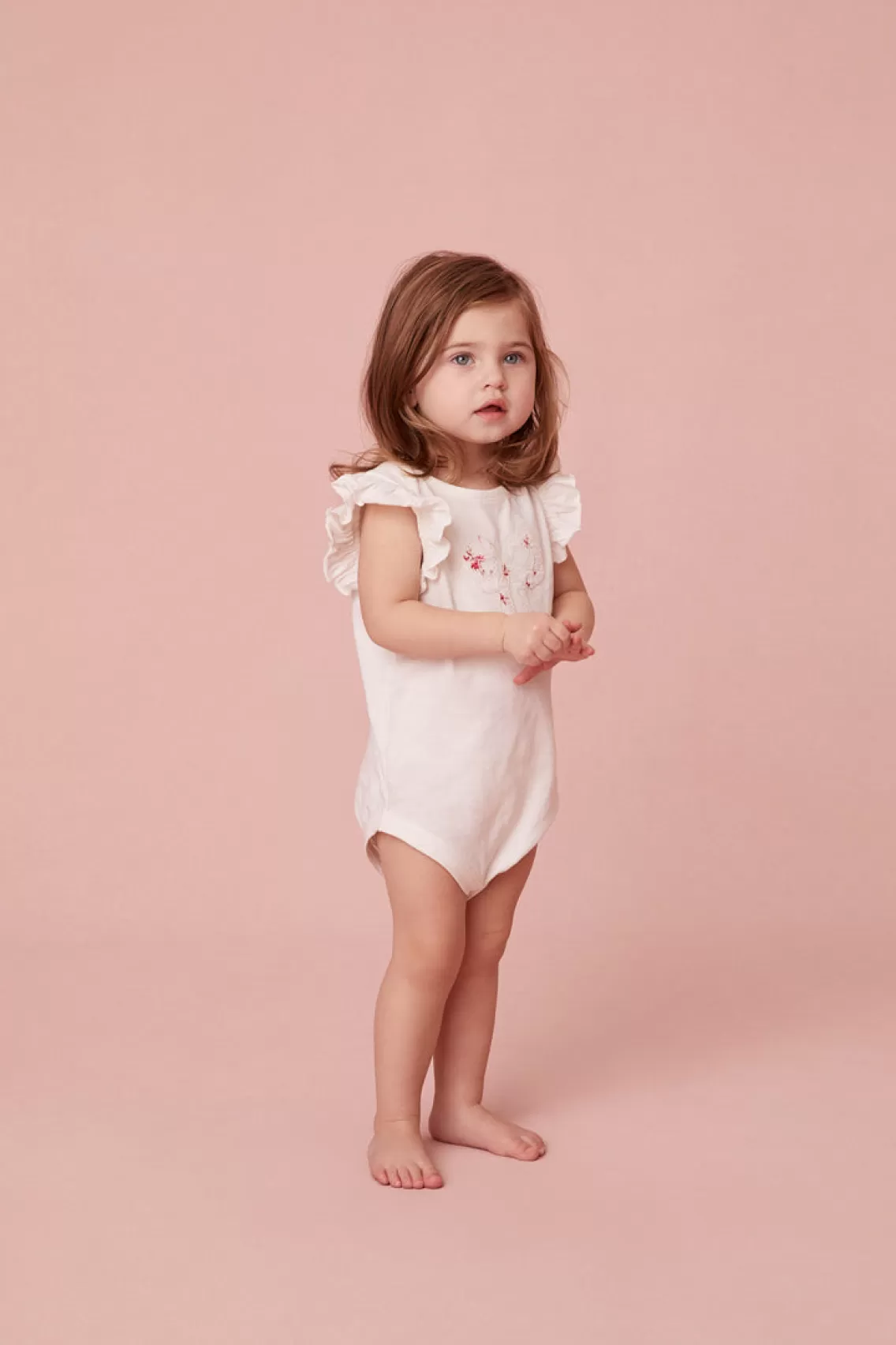 Baby-LoveShackFancy Baby Marietta Bow Onesie CARMINE ROSE