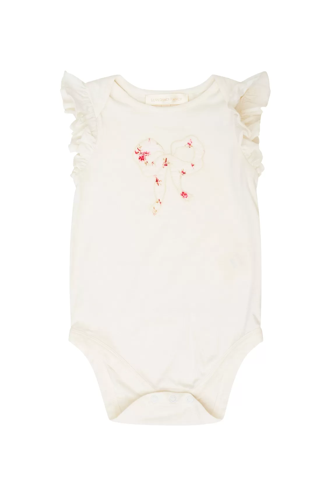 Baby-LoveShackFancy Baby Marietta Bow Onesie CARMINE ROSE