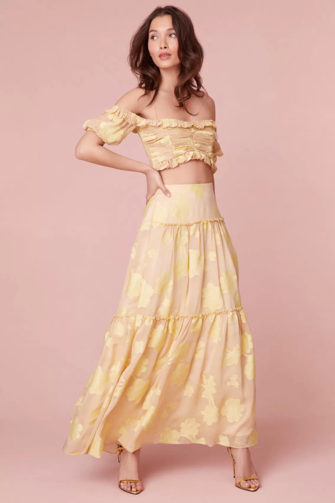 Skirts | Warm Weather Edit-LoveShackFancy Banti Floral Maxi Skirt DAISY YELLOW