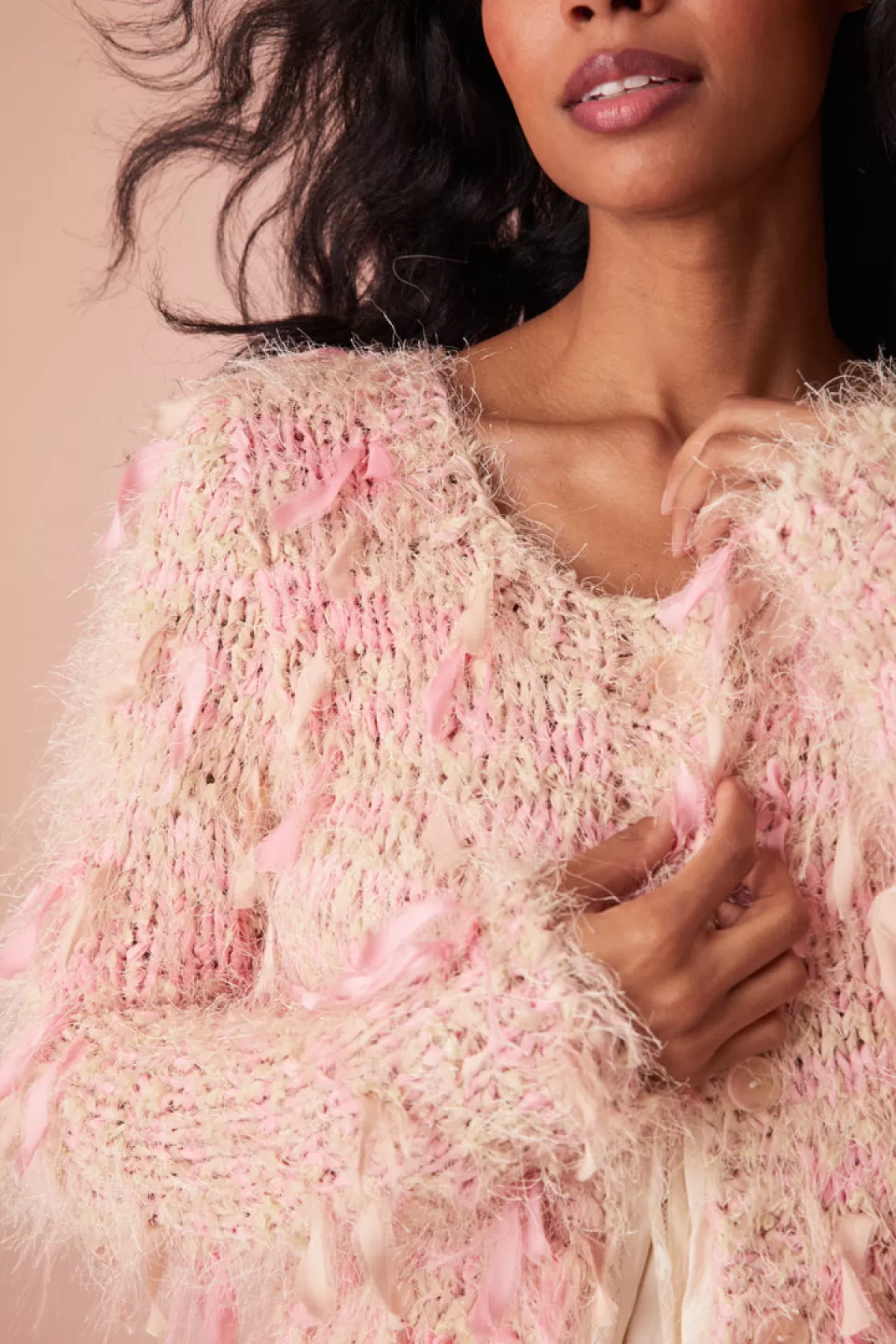 Sweaters | Warm Weather Edit-LoveShackFancy Carol Hand-Dyed Ribbon Cardigan CONFECTION PINK