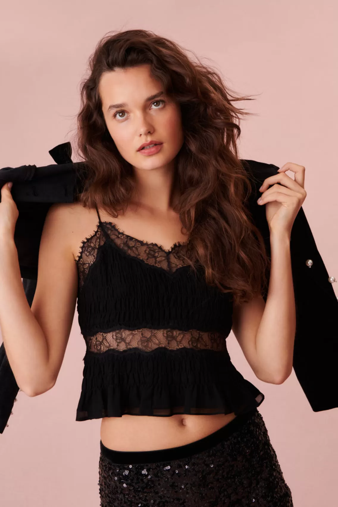 Tops | Party Dressing-LoveShackFancy Cassio Lace Cami BLACK