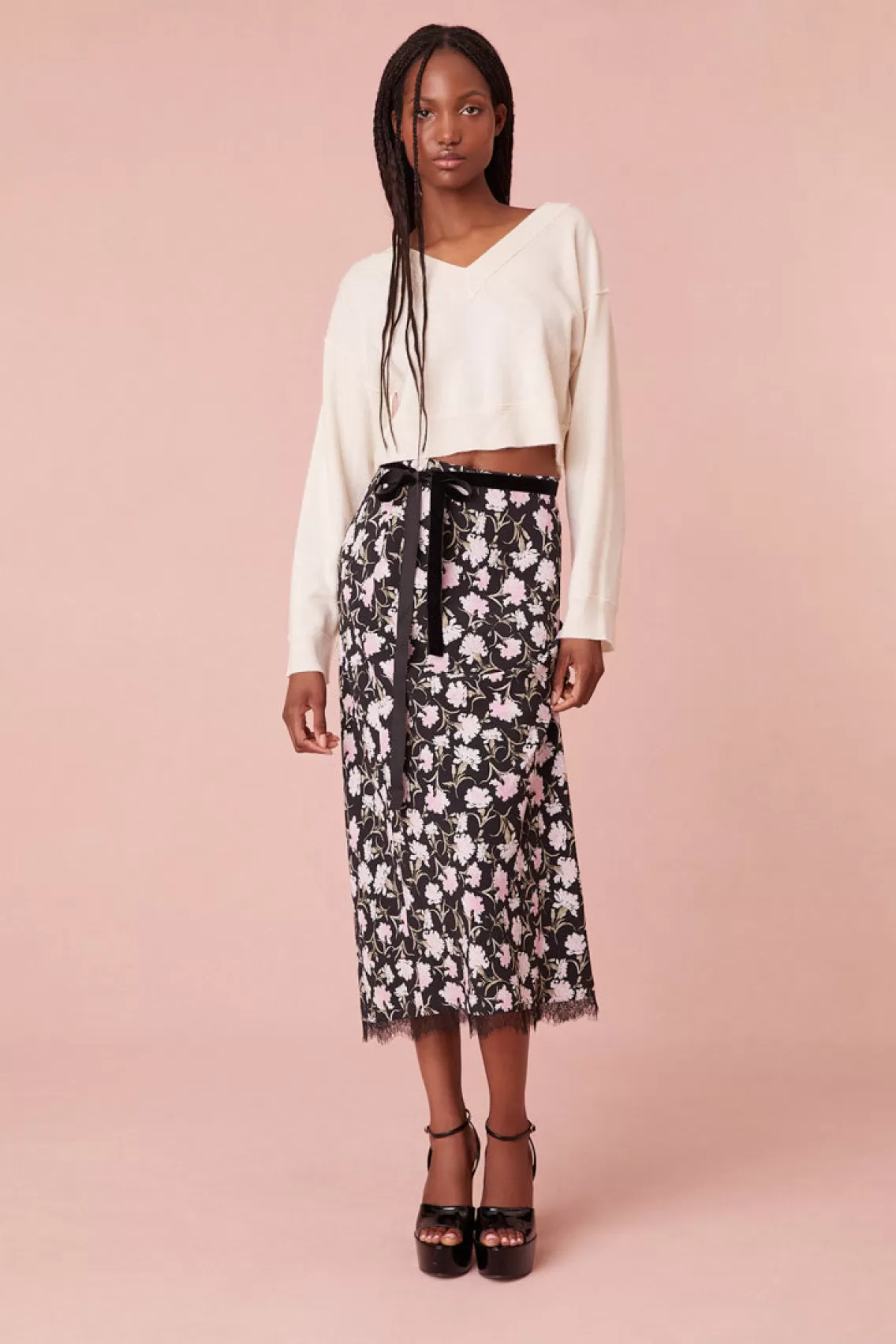 Skirts | Party Dressing-LoveShackFancy Castle Floral Crepe Midi Skirt NIGHT PEARL