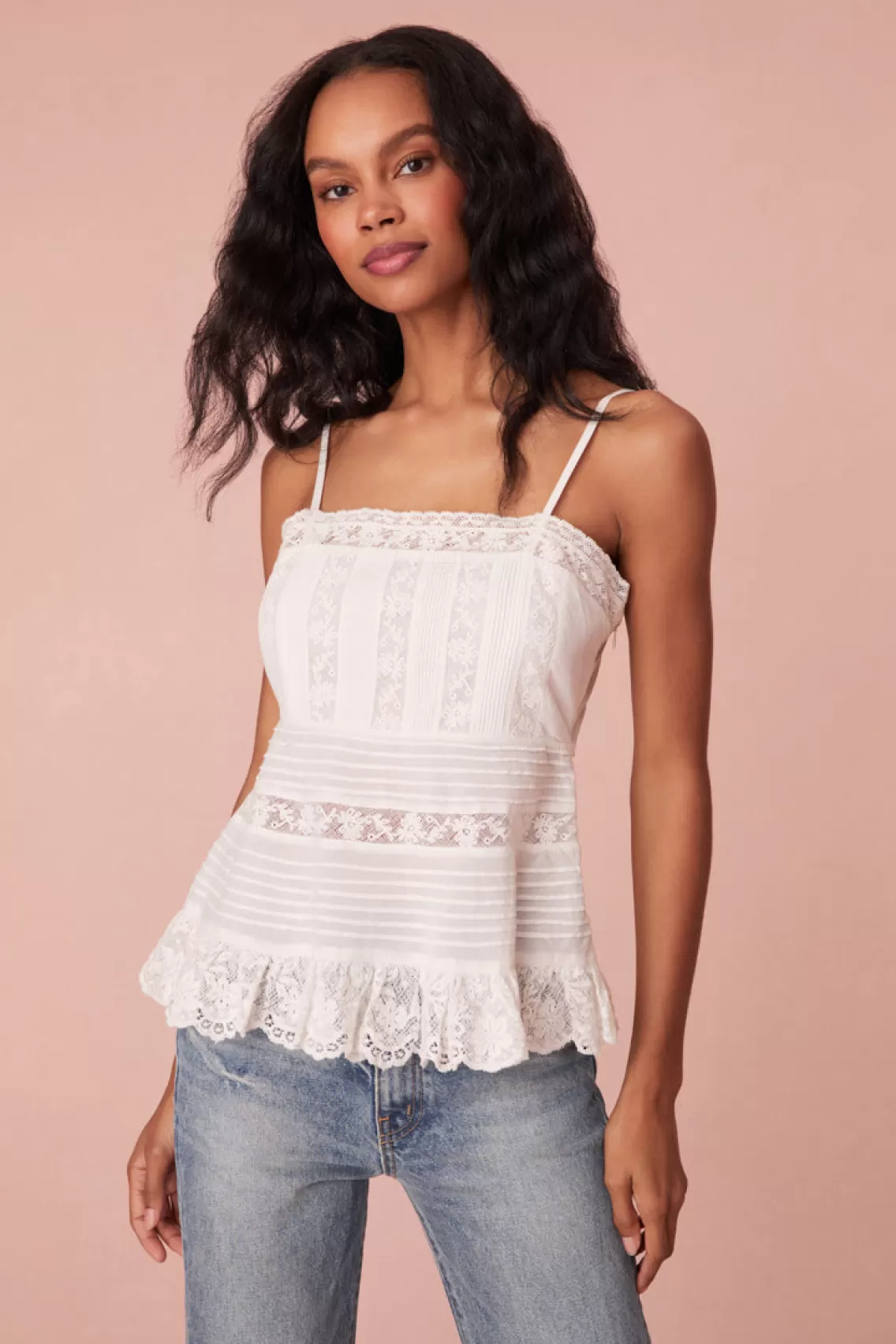 Tops | White Edit-LoveShackFancy Charlieann Cotton Cami Top BRIGHT WHITE