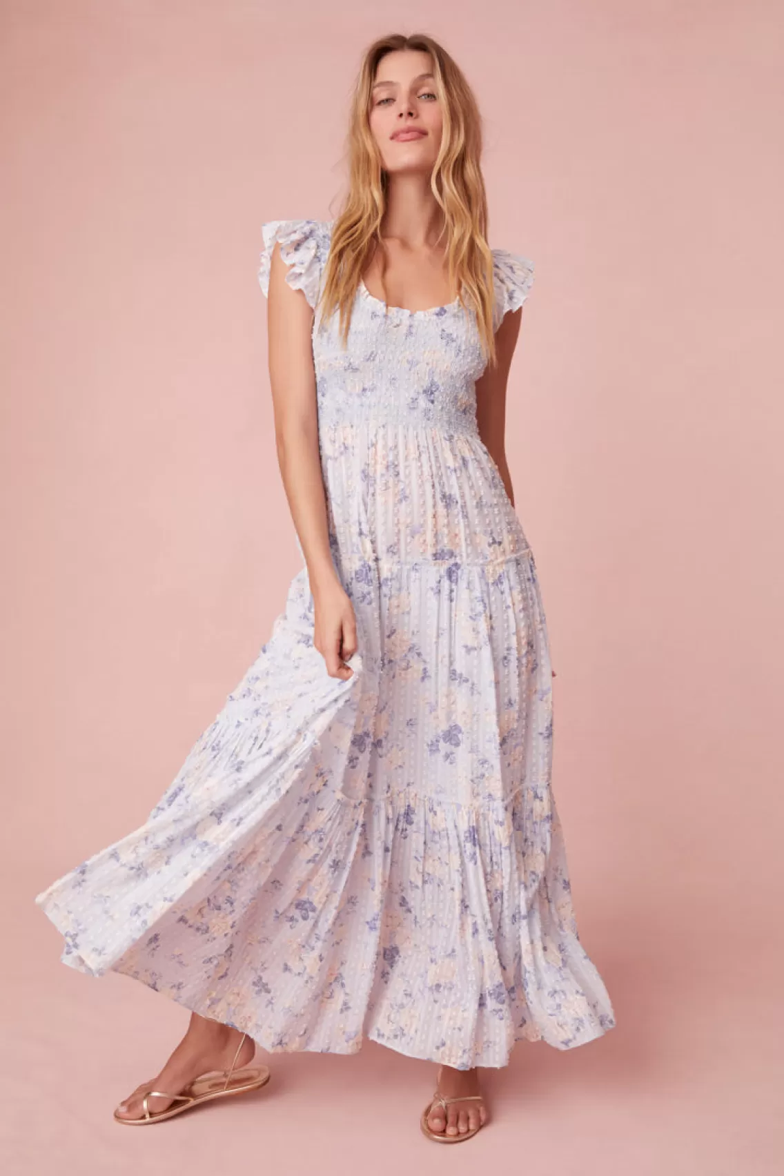 Dresses-LoveShackFancy Chessie Cotton Maxi Dress WHISPER BLUE