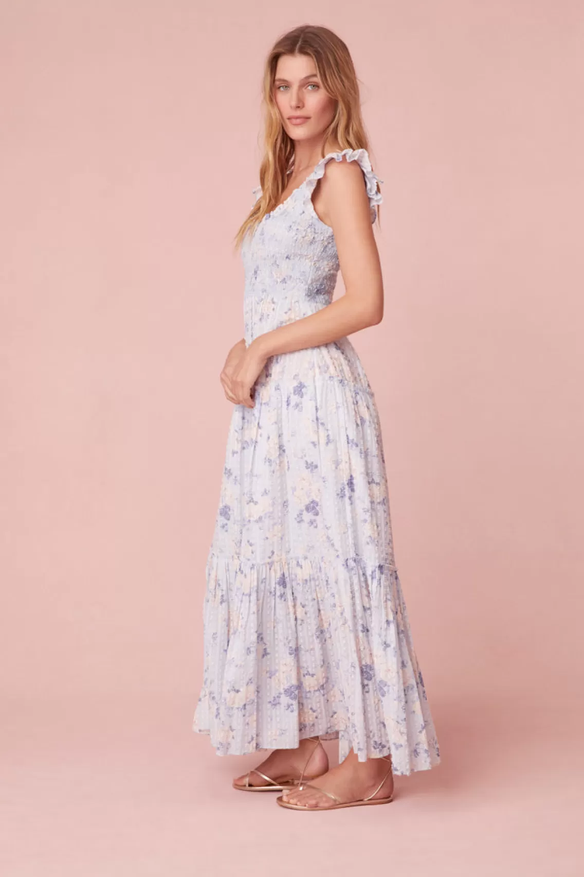 Dresses-LoveShackFancy Chessie Cotton Maxi Dress WHISPER BLUE