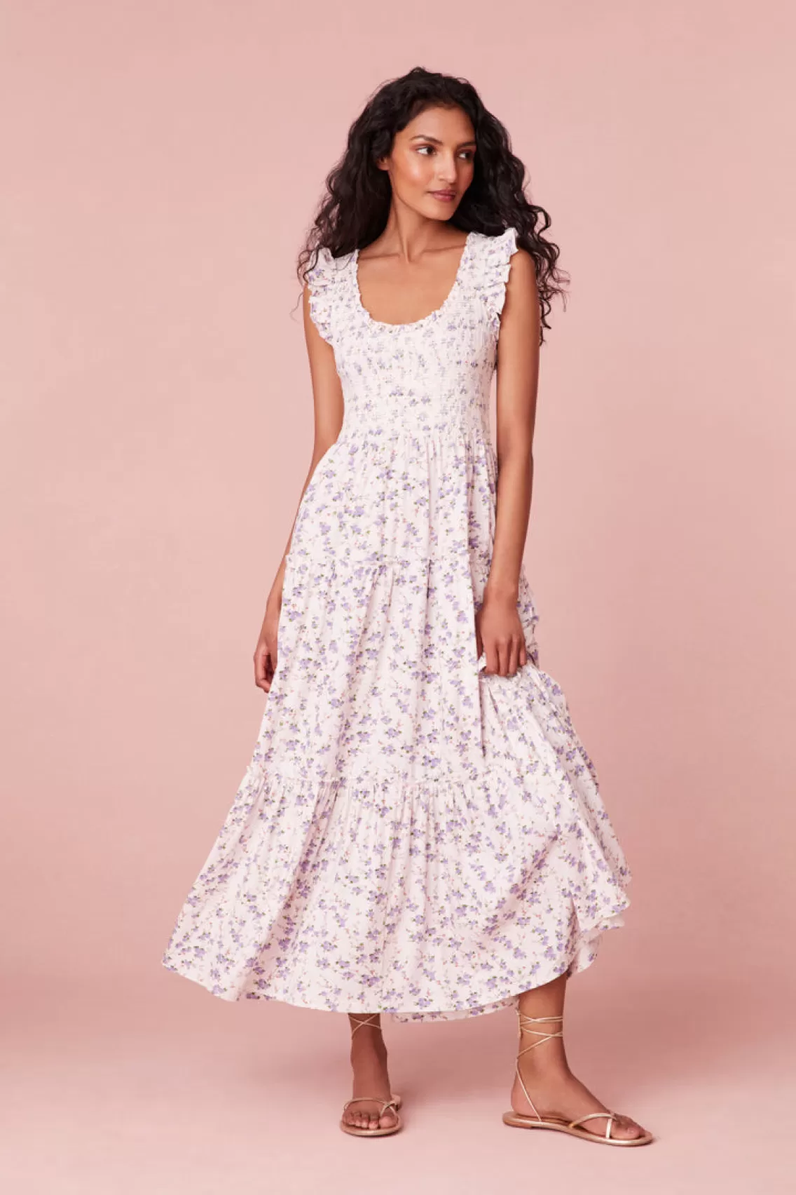 Dresses | Warm Weather Edit-LoveShackFancy Chessie Floral Dress DUSTY LAVENDER