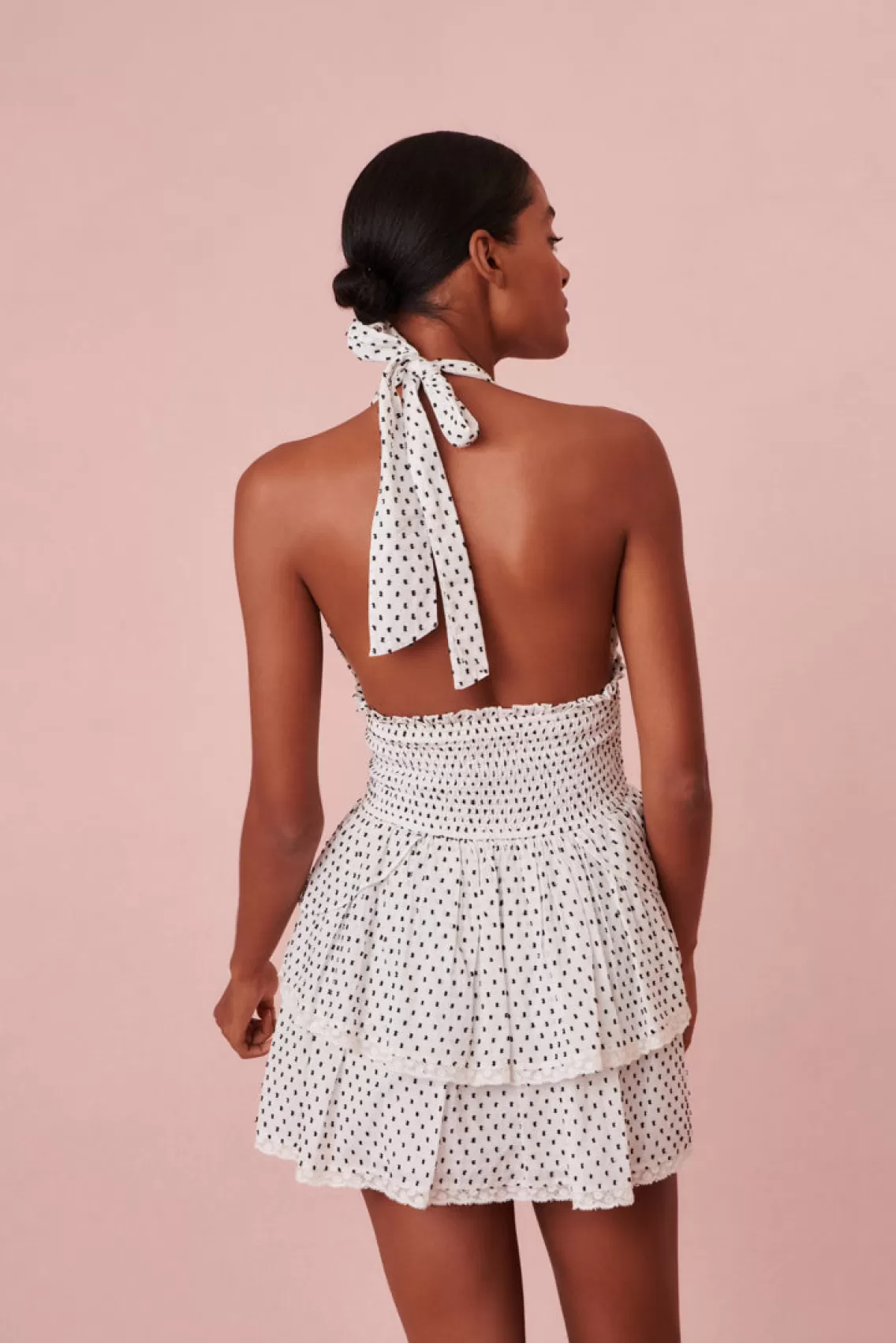 Dresses | White Edit-LoveShackFancy Deanna Halter Polka Dot Dress ANTIQUE WHITE