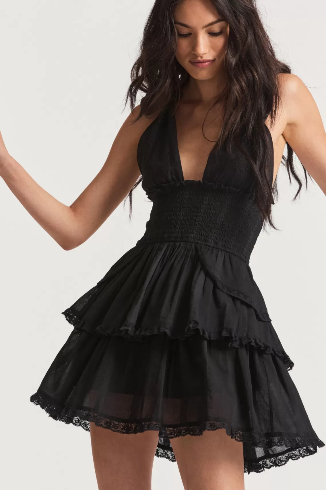 Dresses | Heritage Collection-LoveShackFancy Deanna Heritage Halter Mini Dress BLACK