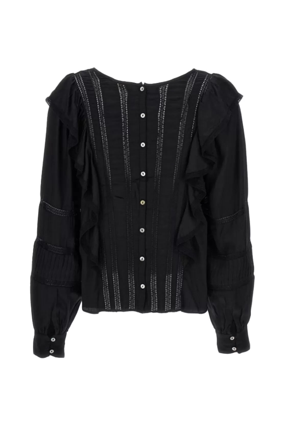 Heritage Collection-LoveShackFancy Devika Lace Trim Blouse BLACK