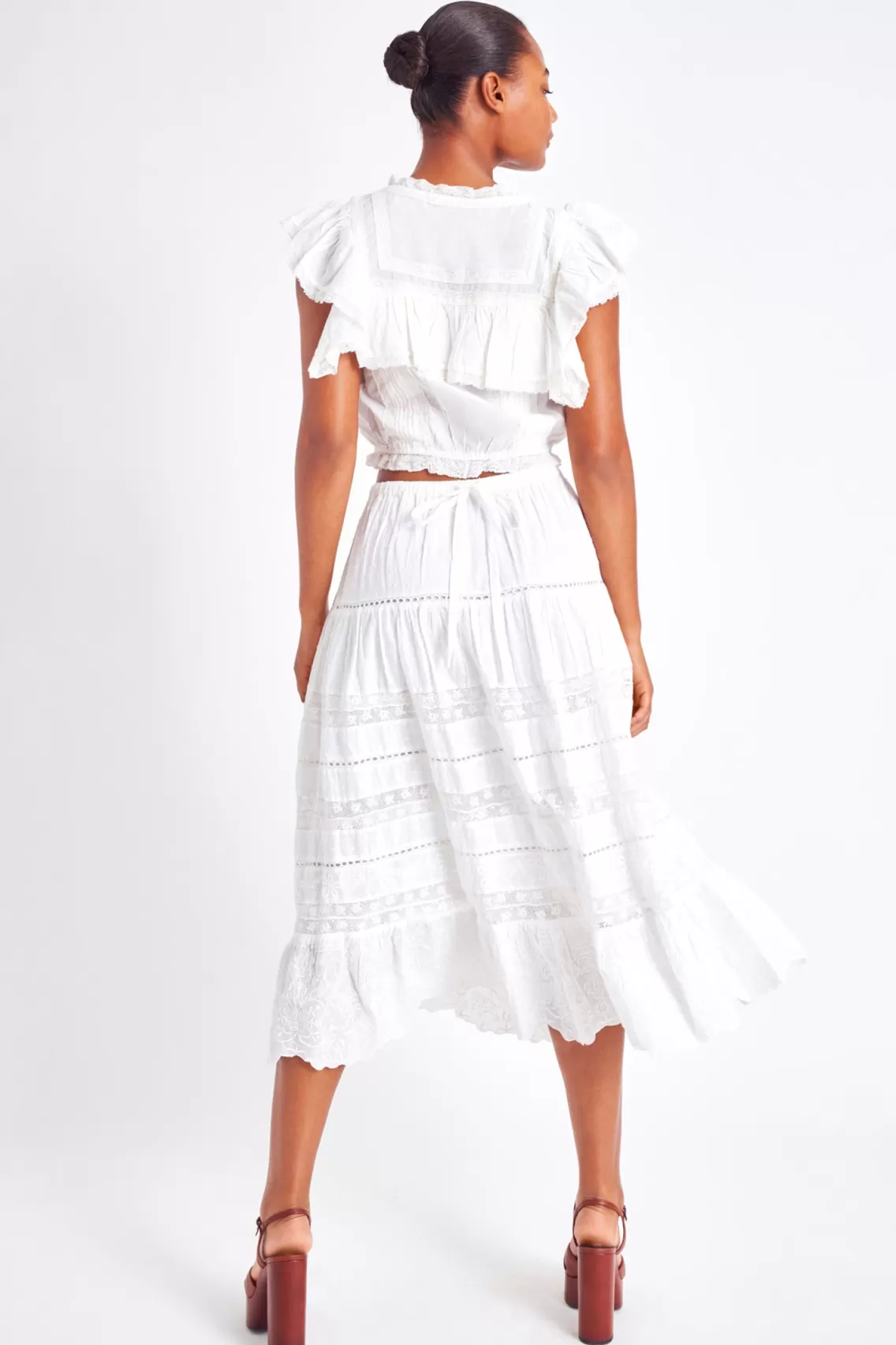 Skirts | White Edit-LoveShackFancy Donna Heritage Midi Skirt WHITE