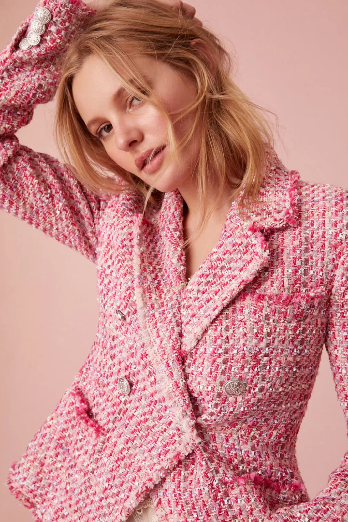 Jackets & Coats | Pink Edit-LoveShackFancy Duvel Tailored Tweed Jacket BONBON PINK