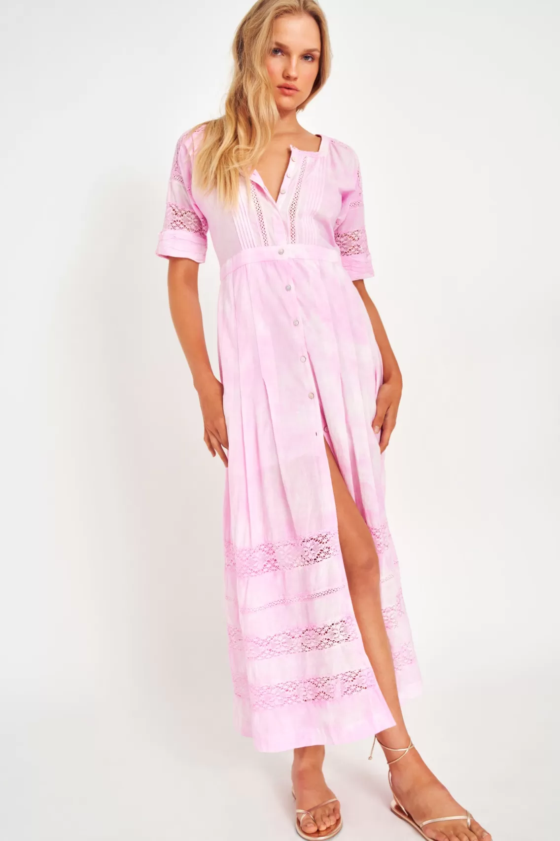 Dresses | Heritage Collection-LoveShackFancy Edie Cotton Midi Dress PEONY PINK