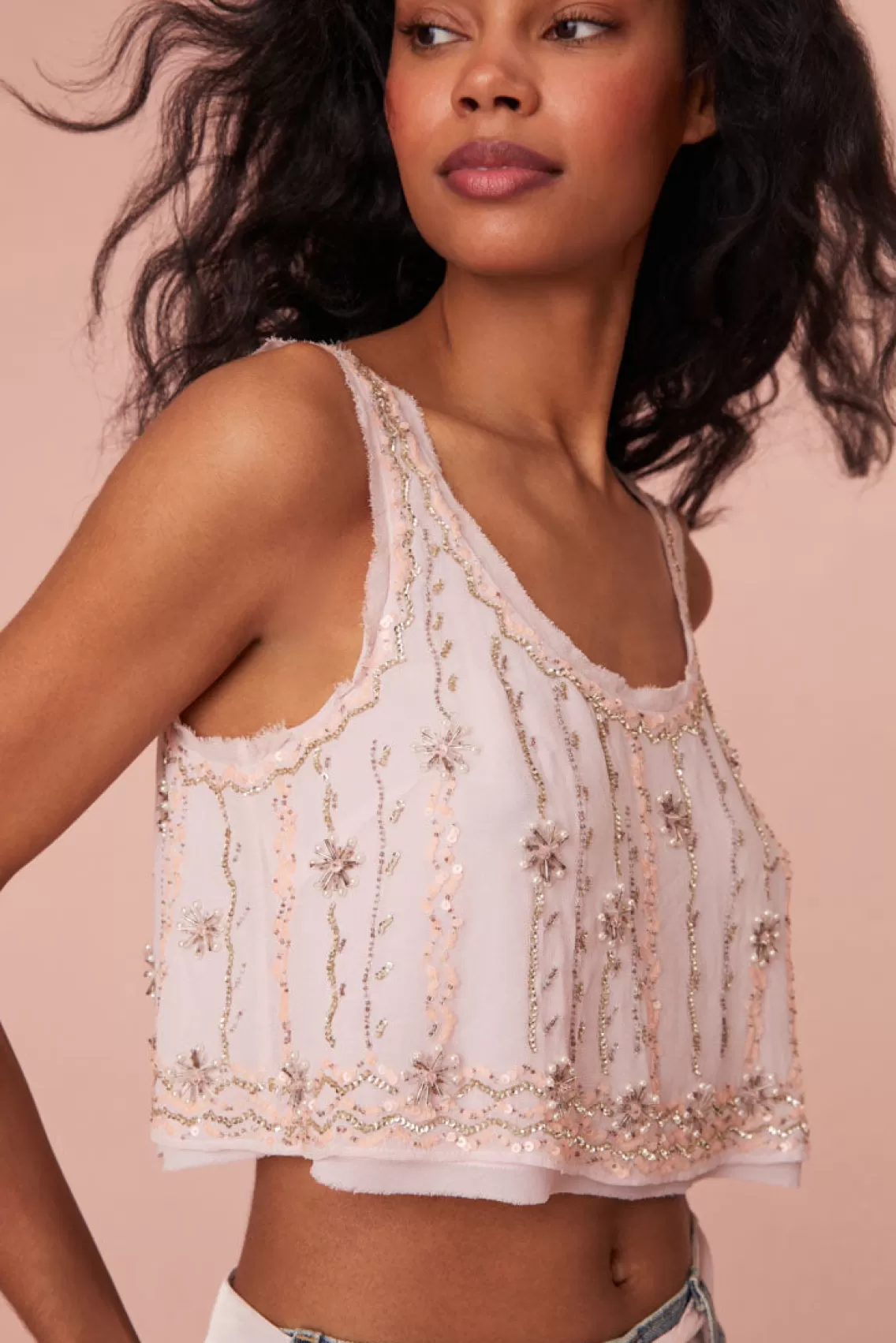 Perfect Pairings | Party Dressing-LoveShackFancy Ensor Embellished Crop Top LILAC