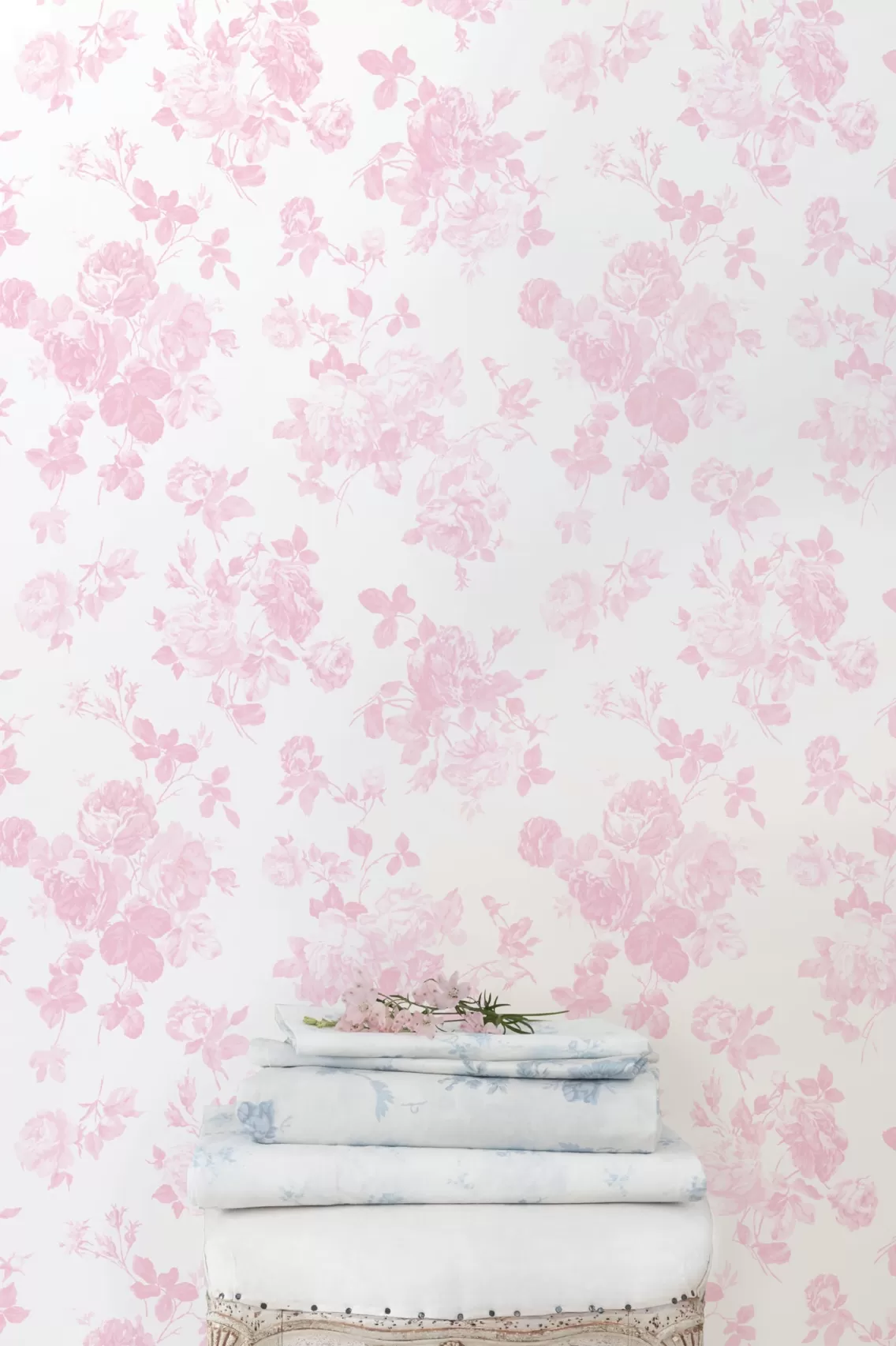 Home Decor | Wallpaper-LoveShackFancy Everblooming Rosettes Wallpaper PINK JAM