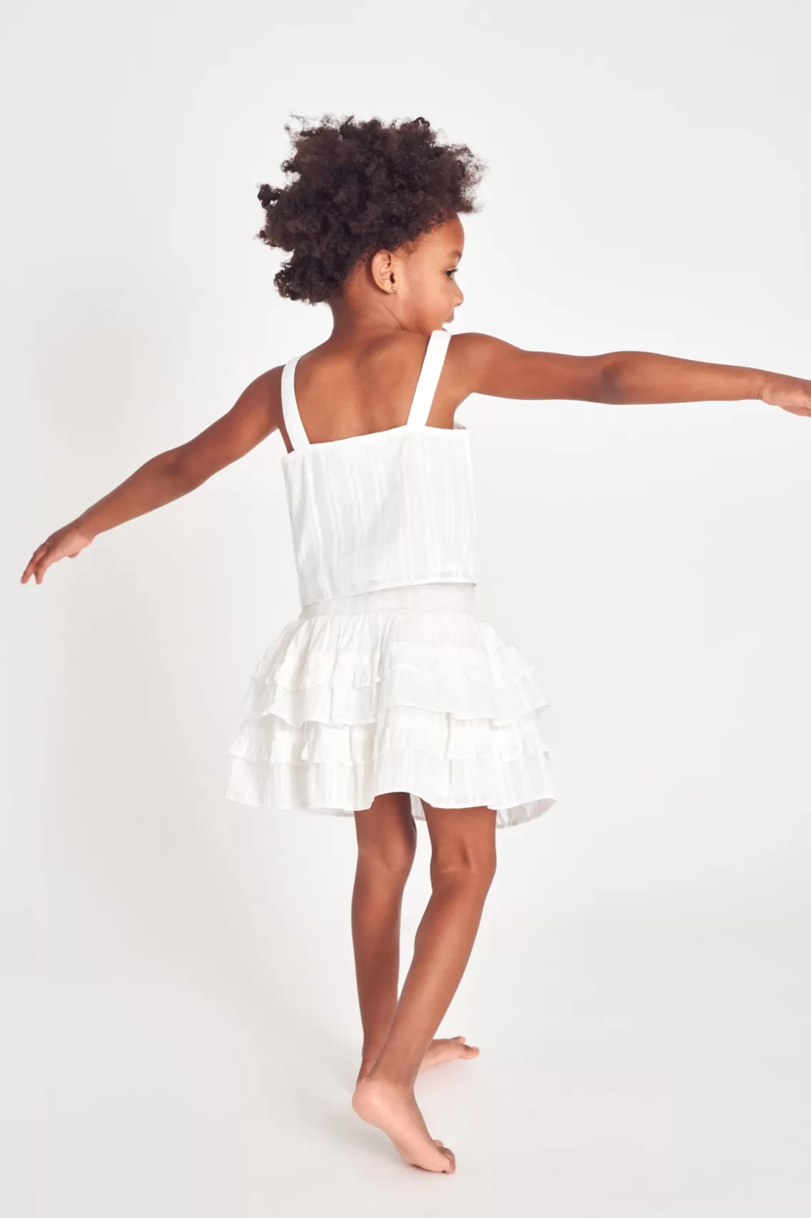 Girls-LoveShackFancy Girls Billie Cotton Skirt TRUE WHITE