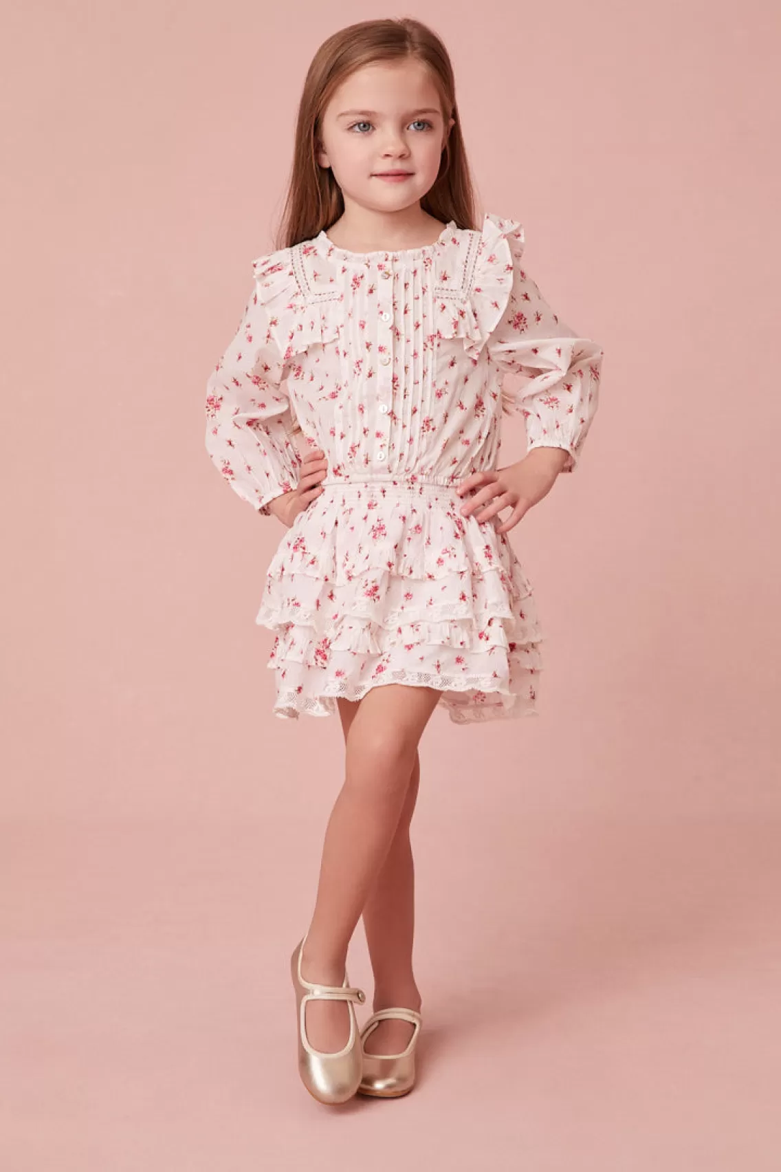 Girls | Mommy & Me-LoveShackFancy Girls Billie Tiered Skirt CARMINE ROSE