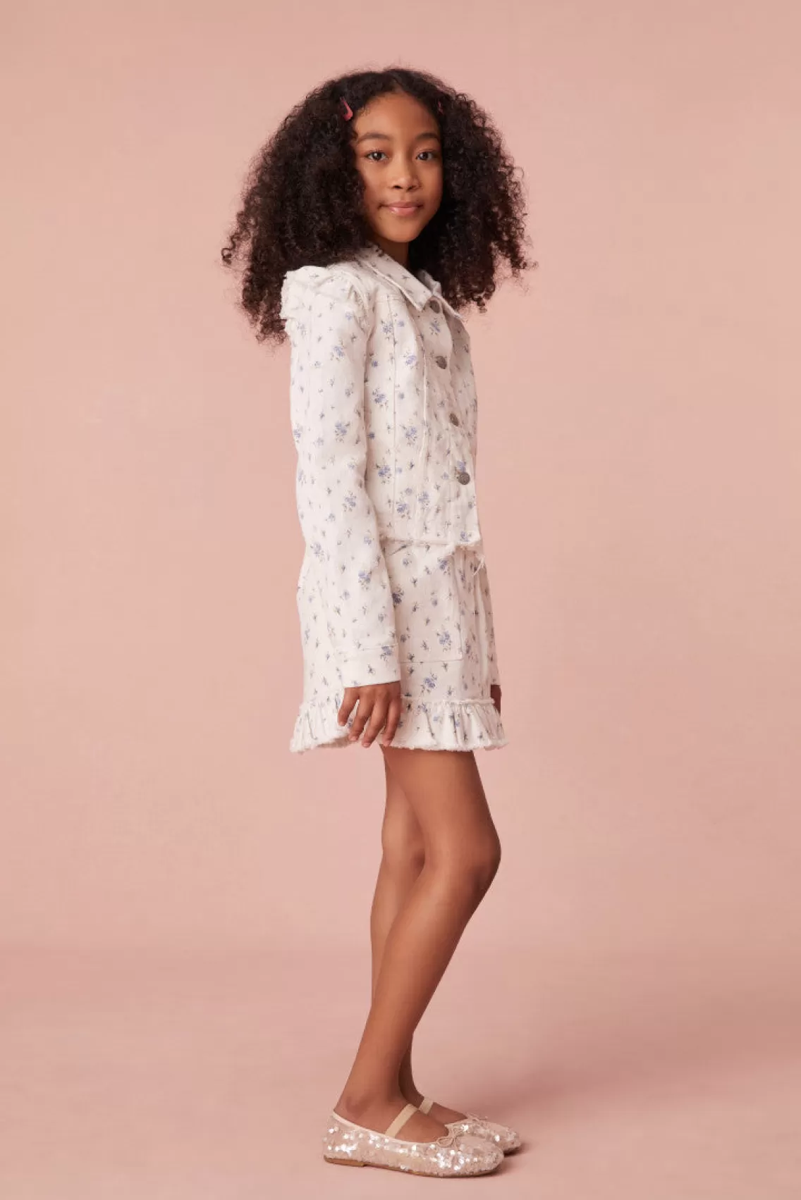 Girls | Mommy & Me-LoveShackFancy Girls Bruno Ikat Floral Print Jacket BLUEBIRD DREAM