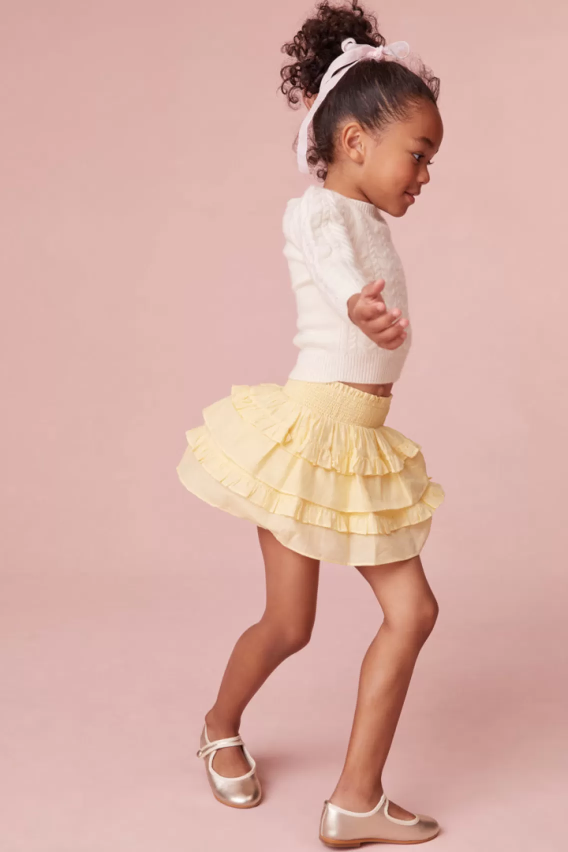 Girls | Mommy & Me-LoveShackFancy Girls Cotton Yellow Billie Skirt PASTEL YELLOW