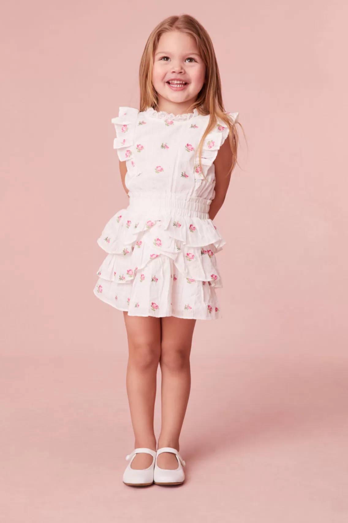 Girls | Mommy & Me-LoveShackFancy Girls Darling Pink Decker Dress PINK POTION