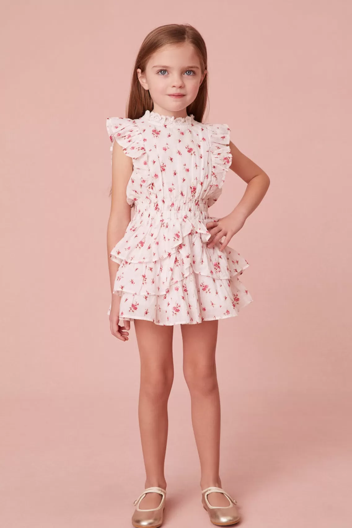 Girls | Mommy & Me-LoveShackFancy Girls Decker Cotton Dress CARMINE ROSE