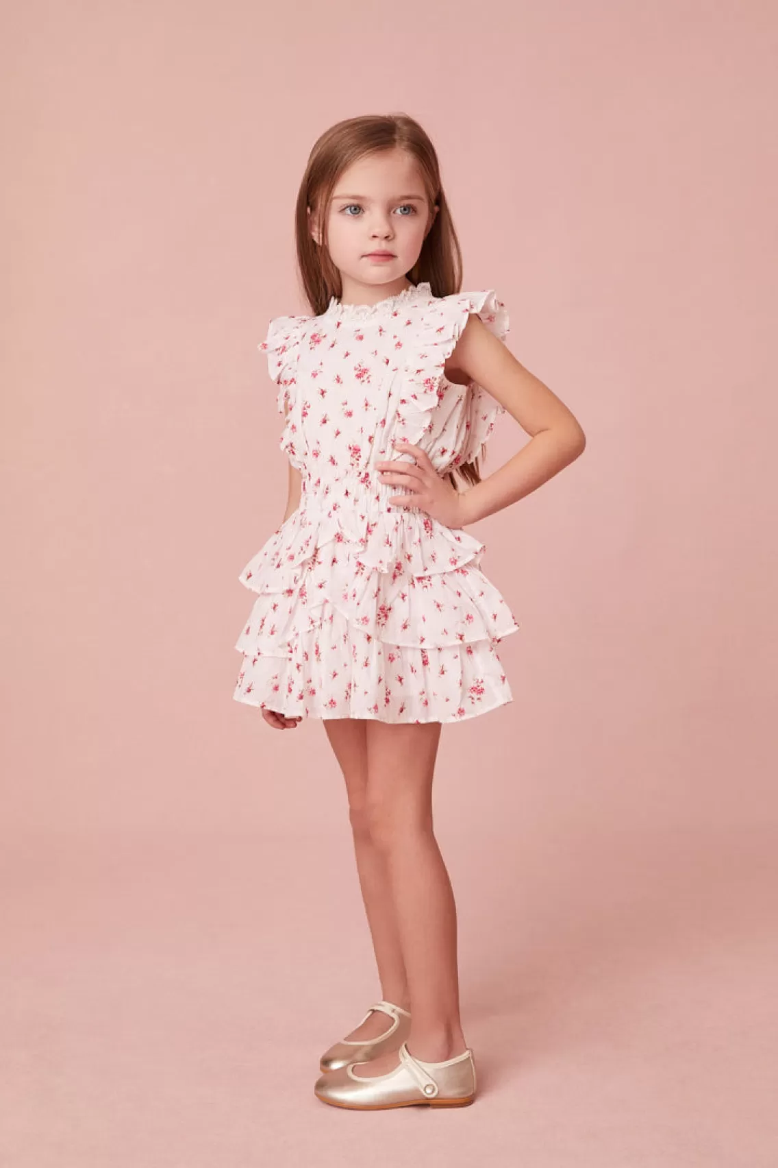 Girls | Mommy & Me-LoveShackFancy Girls Decker Cotton Dress CARMINE ROSE