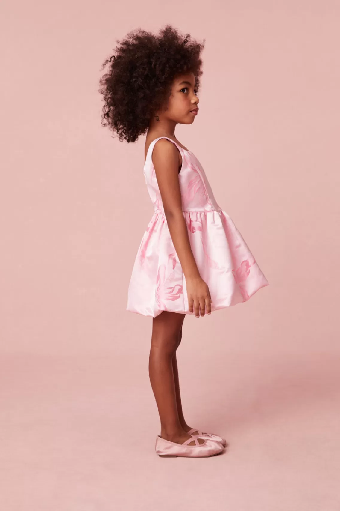 Girls | Mommy & Me-LoveShackFancy Girls Eilie Jacquard Taffeta Bow Dress CANDY PINK