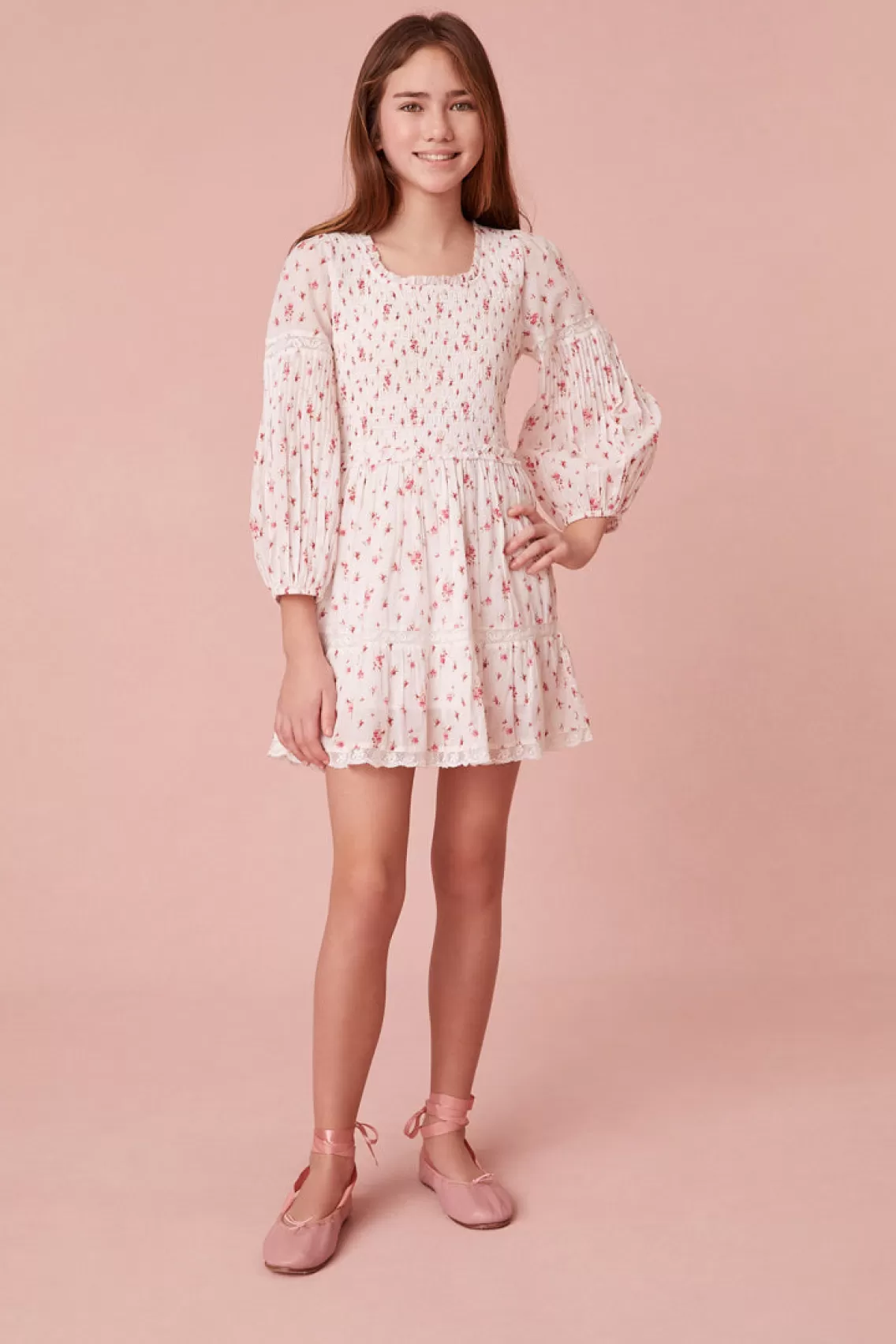 Girls | Mommy & Me-LoveShackFancy Girls Mabella Dress CARMINE ROSE