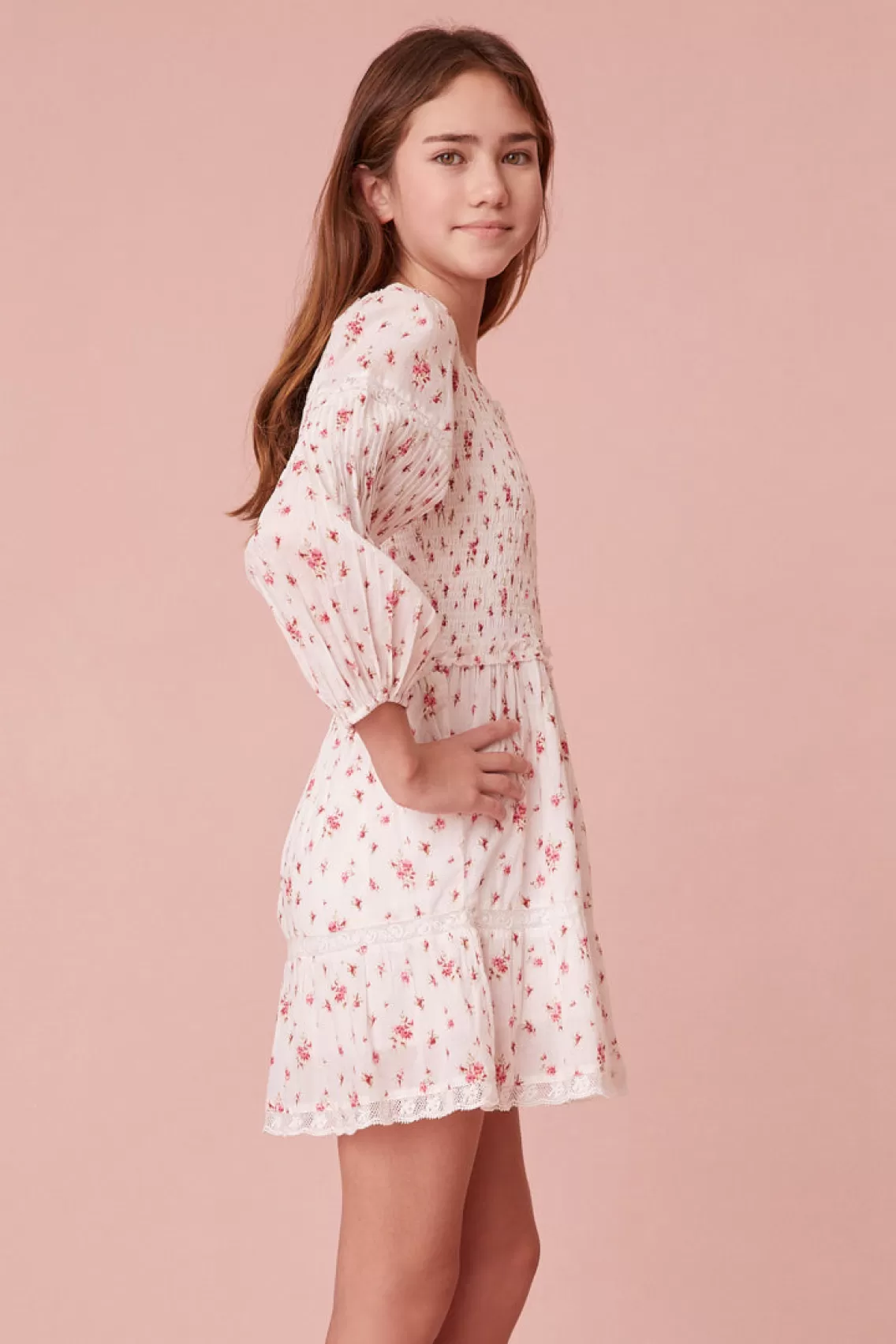 Girls | Mommy & Me-LoveShackFancy Girls Mabella Dress CARMINE ROSE