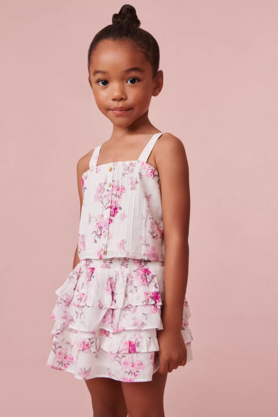 Girls | Mommy & Me-LoveShackFancy Girls Mini Daisy Floral Tank WARM PINK CLOUD