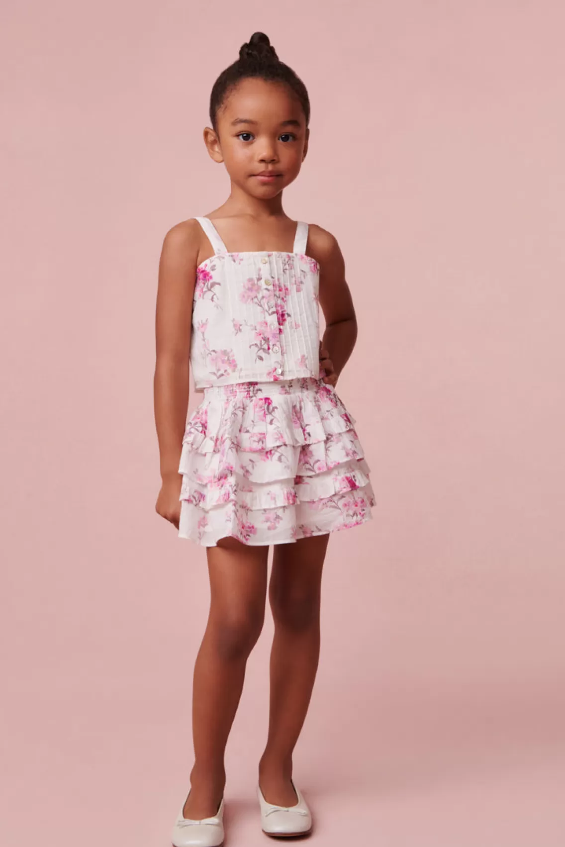 Girls | Mommy & Me-LoveShackFancy Girls Mini Daisy Floral Tank WARM PINK CLOUD