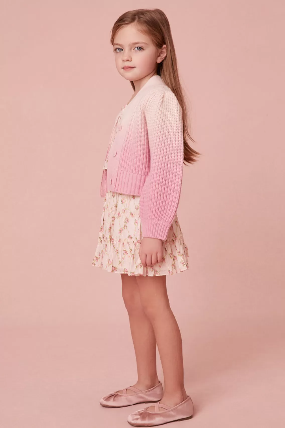 Girls | Mommy & Me-LoveShackFancy Girls Mini Dip-Dyed Ombré Avignon Cardigan STRAWBERRY SUNSET