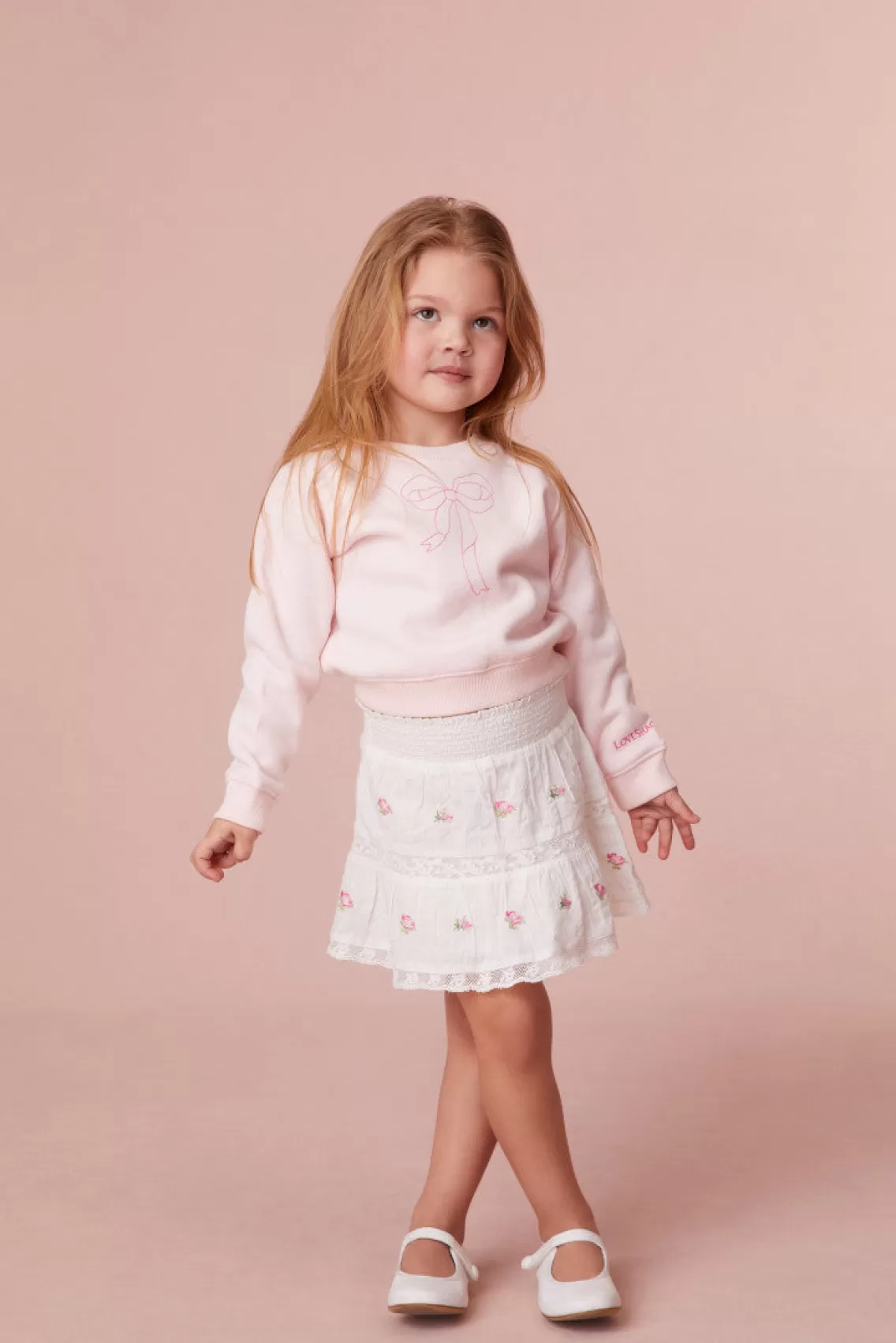 Girls-LoveShackFancy Girls Oaklee Pullover Bow Sweater POWDER PINK