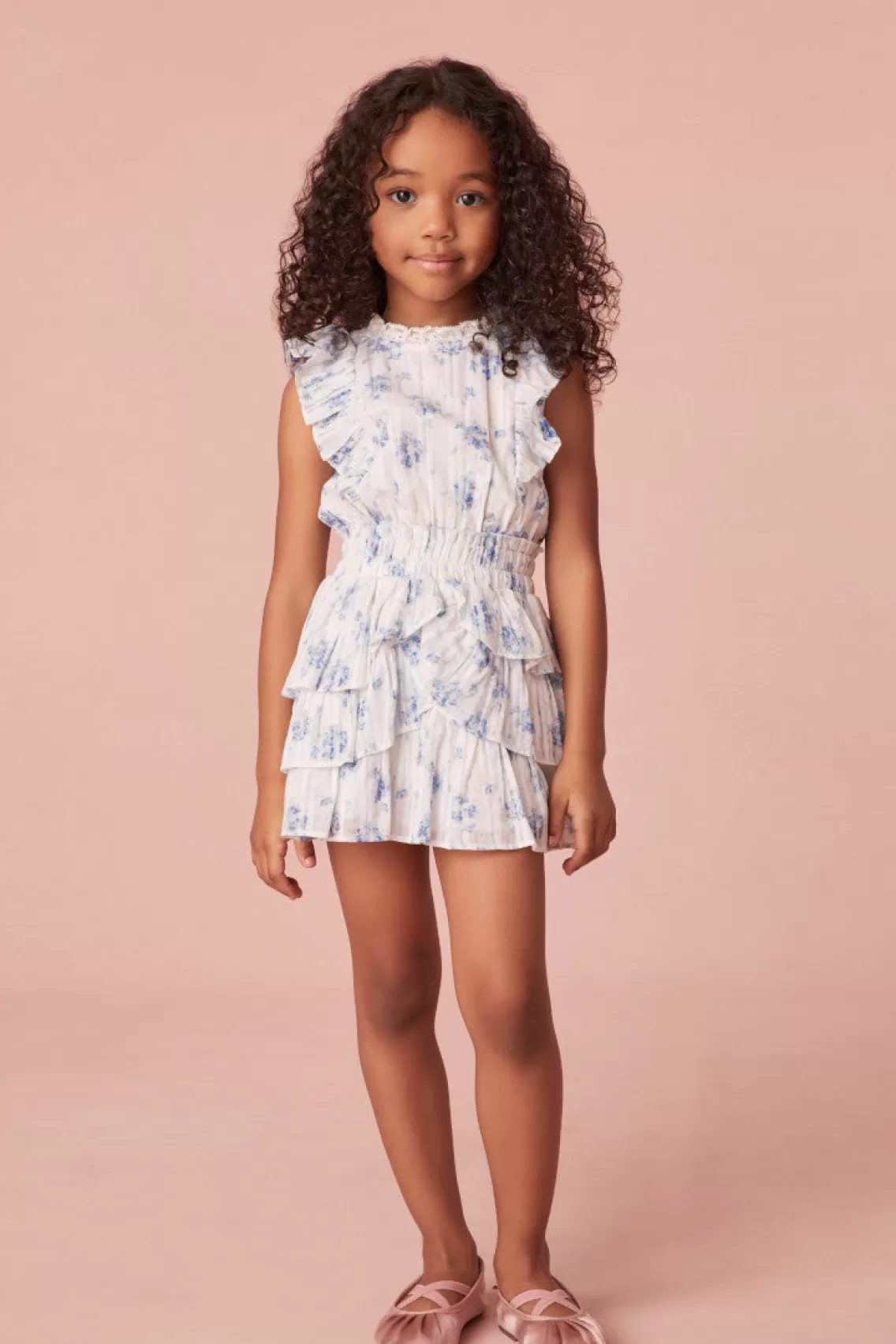 Girls | Mommy & Me-LoveShackFancy Girls Ruffle Blue Decker Dress SKYSAIL BLUE