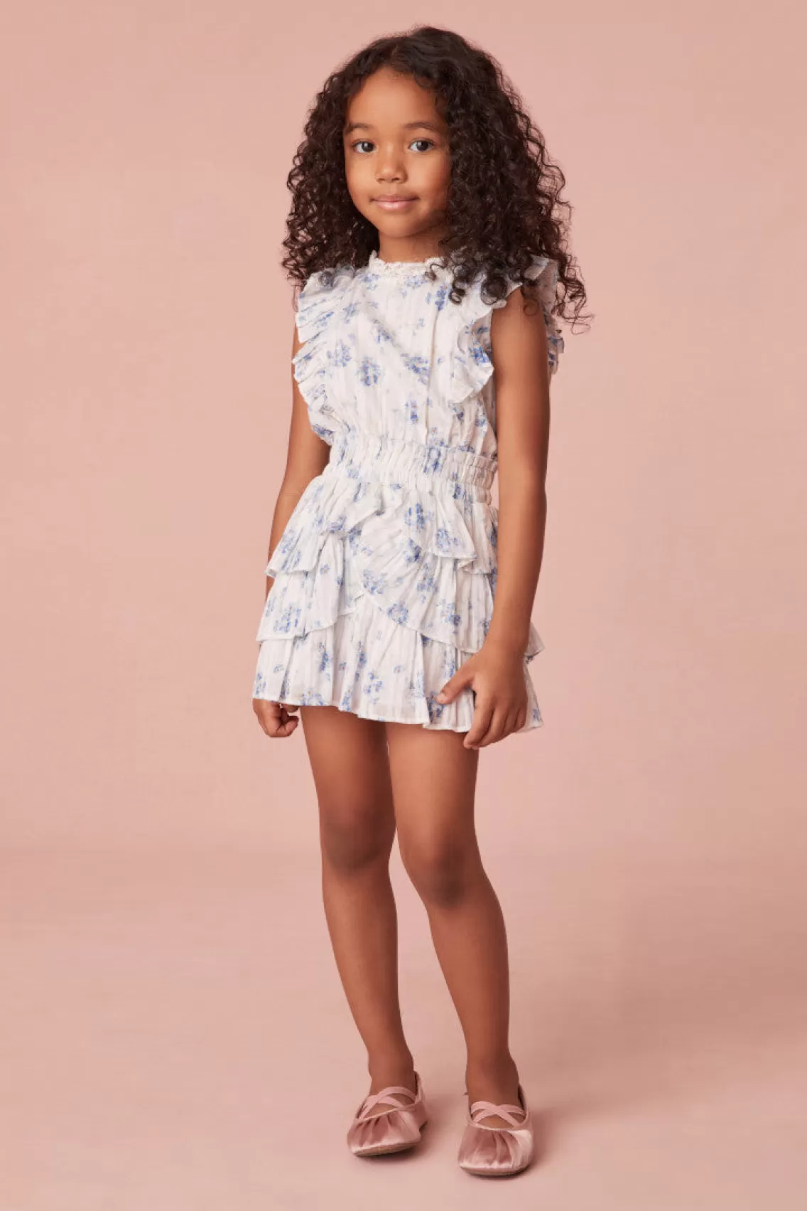 Girls | Mommy & Me-LoveShackFancy Girls Ruffle Blue Decker Dress SKYSAIL BLUE