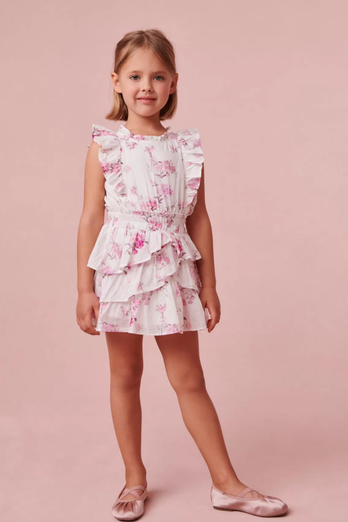 Girls | Pink Edit-LoveShackFancy Girls Ruffle Decker Dress WARM PINK CLOUD