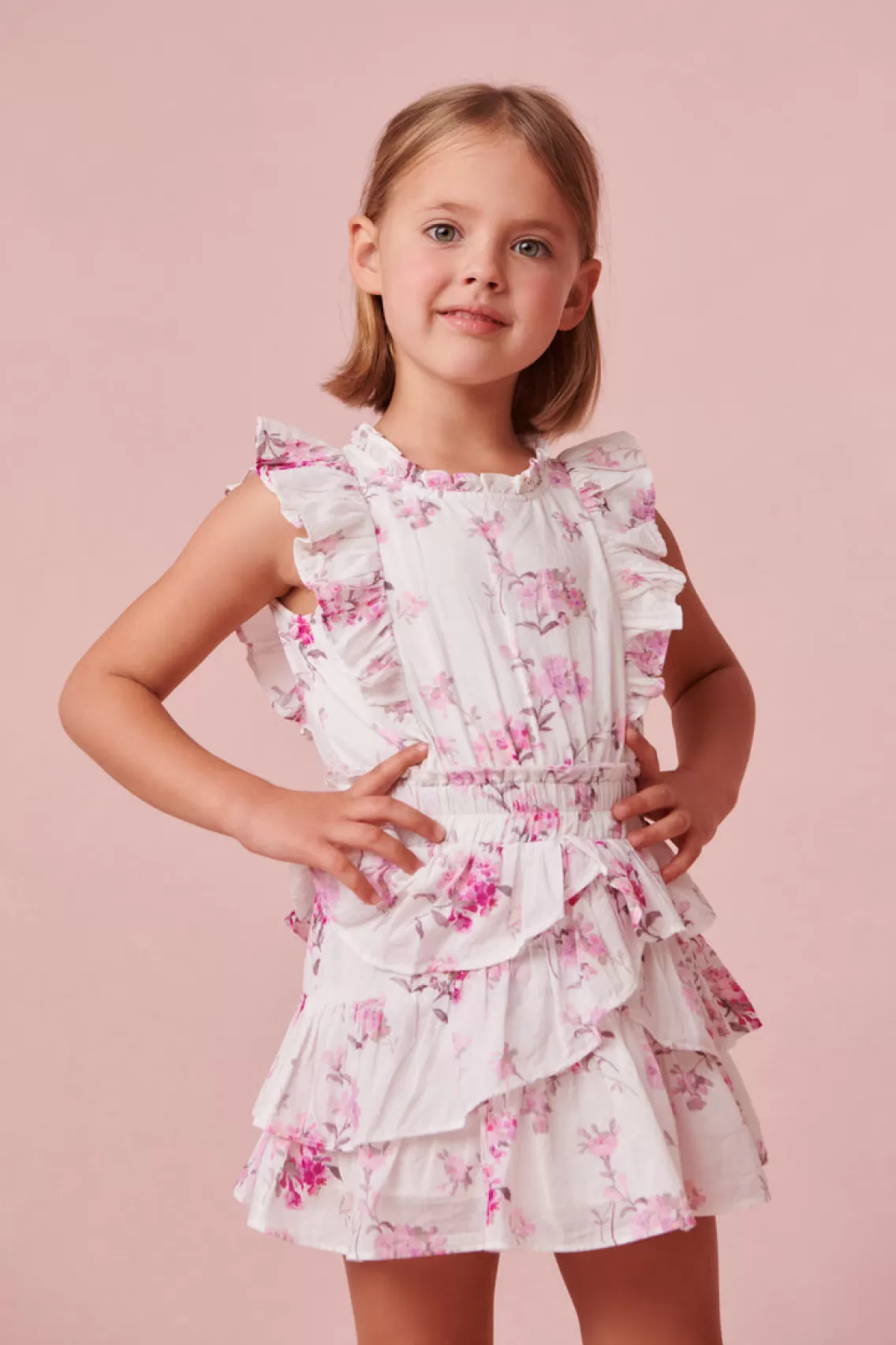 Girls | Pink Edit-LoveShackFancy Girls Ruffle Decker Dress WARM PINK CLOUD