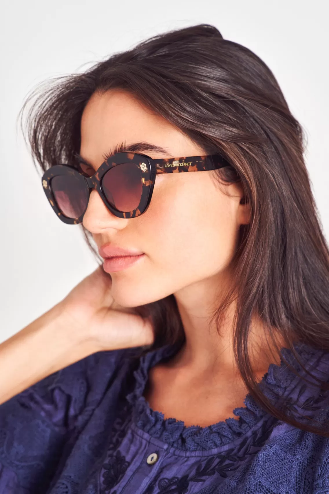 Warm Weather Edit | Sunglasses-LoveShackFancy Hessel Cat Eye Sunglasses SOFT BLACK