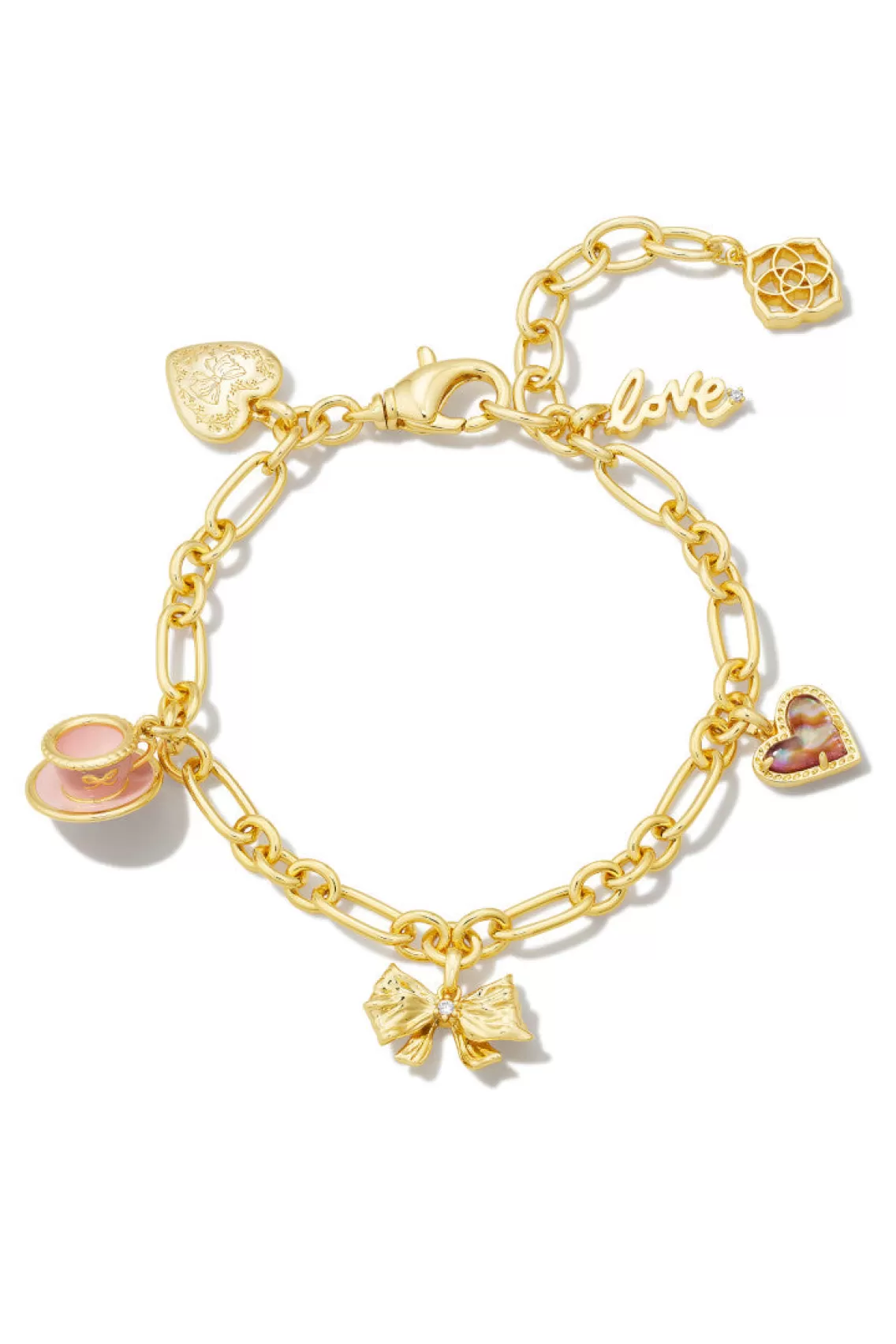 Jewelry-LoveShackFancy Kendra Scott X Gold Charm Bracelet In Pink Mix GOLD/PINK MIX