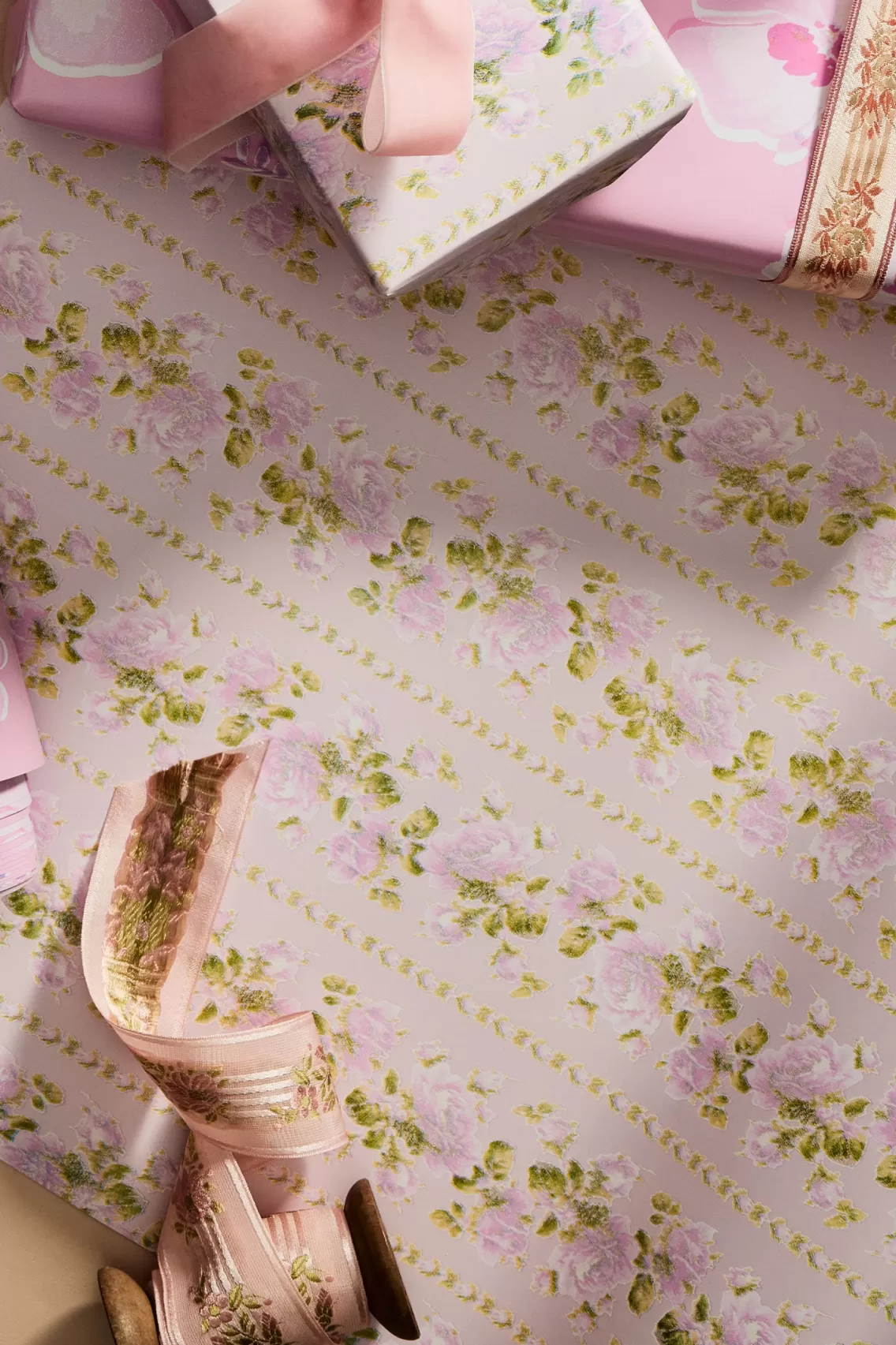 Beck's Picks-LoveShackFancy Kenmare Rose Ikat Wrapping Paper PRAIRIE PINK