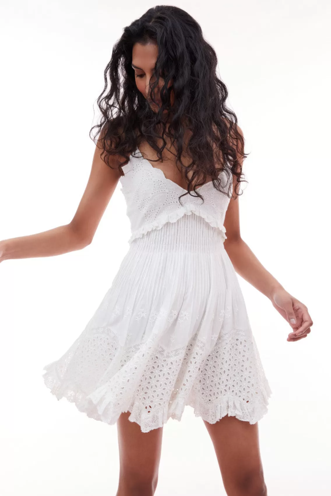 Dresses | Warm Weather Edit-LoveShackFancy Kerielle Eyelet Mini Dress OFF WHITE