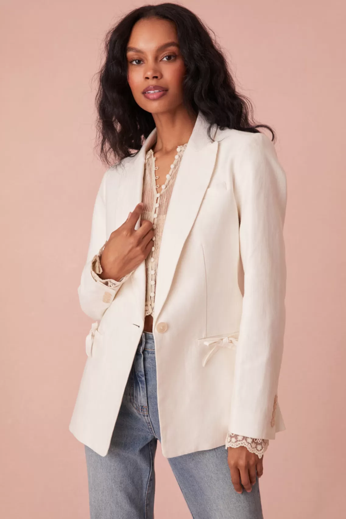 Jackets & Coats | Perfect Pairings-LoveShackFancy Lamia Tailored Suit Jacket ANTIQUE WHITE