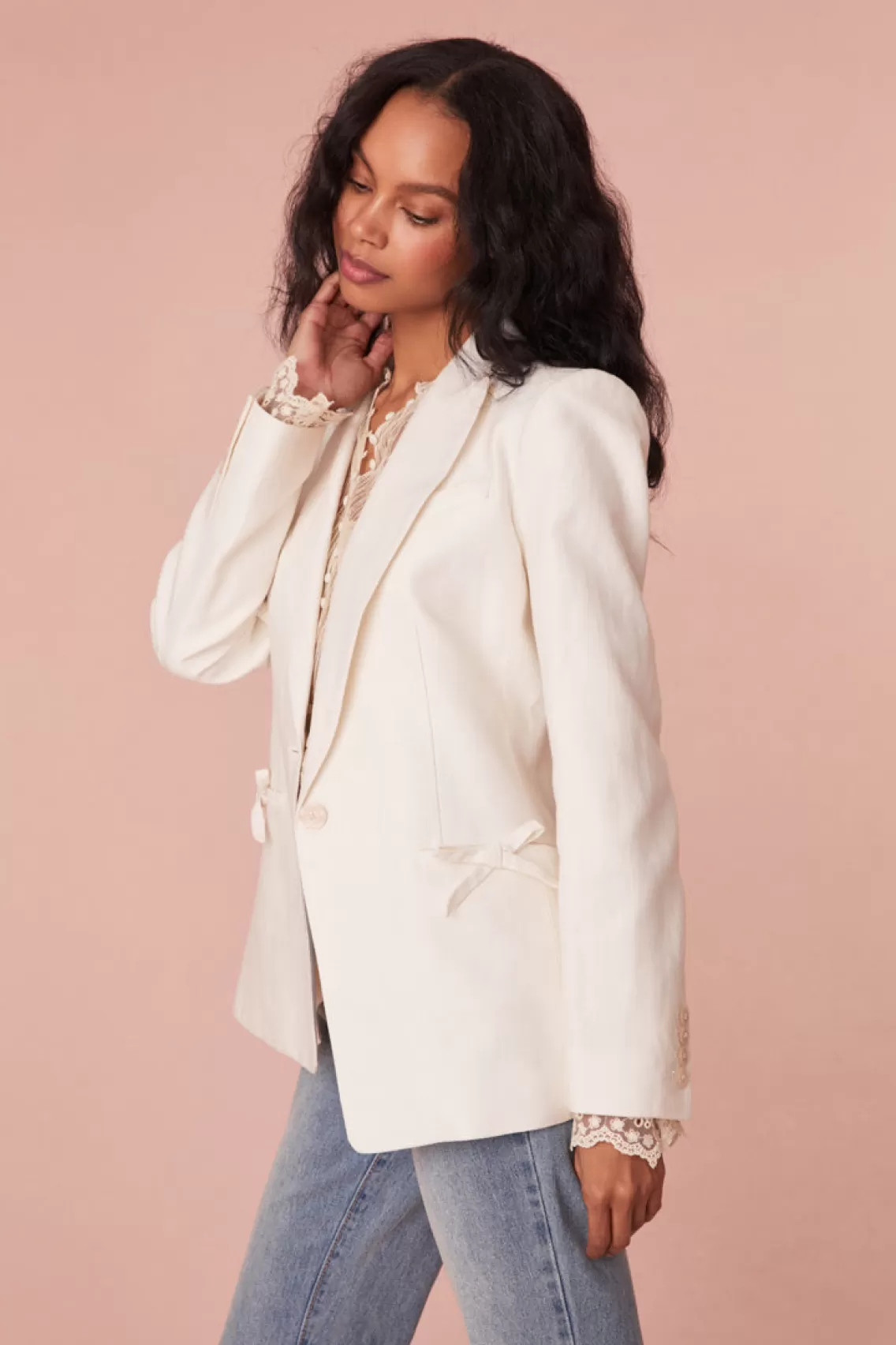 Jackets & Coats | Perfect Pairings-LoveShackFancy Lamia Tailored Suit Jacket ANTIQUE WHITE