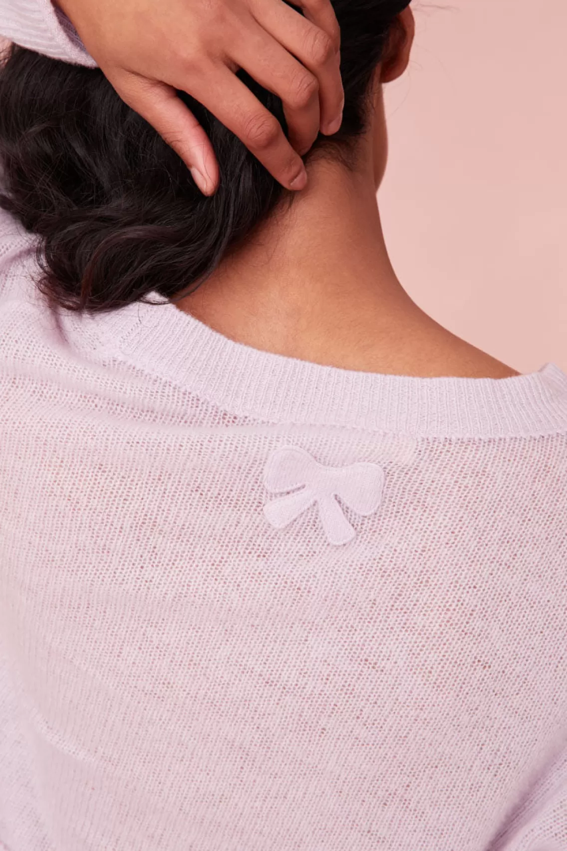 Sweaters | Warm Weather Edit-LoveShackFancy Lawrence Knit Bow Cardigan LILAC