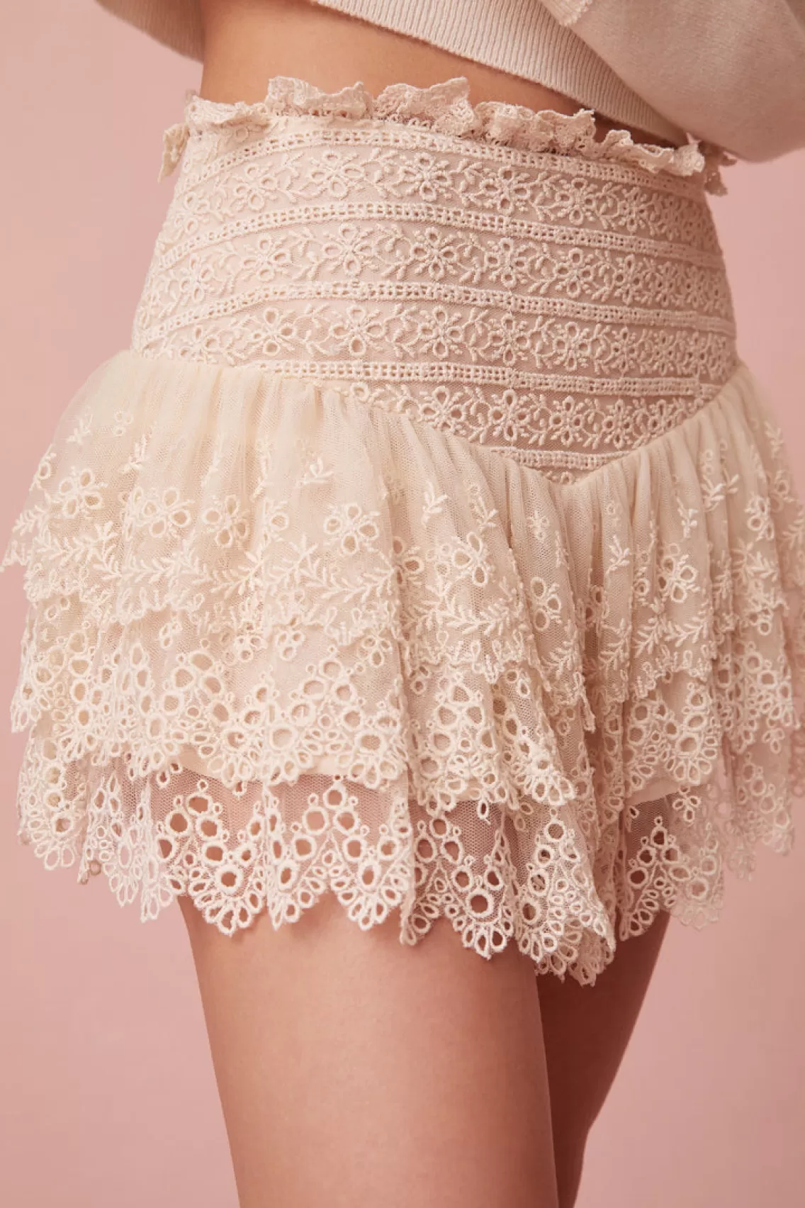 Skirts | Warm Weather Edit-LoveShackFancy Limina Ruffle Mini Skirt CREAM