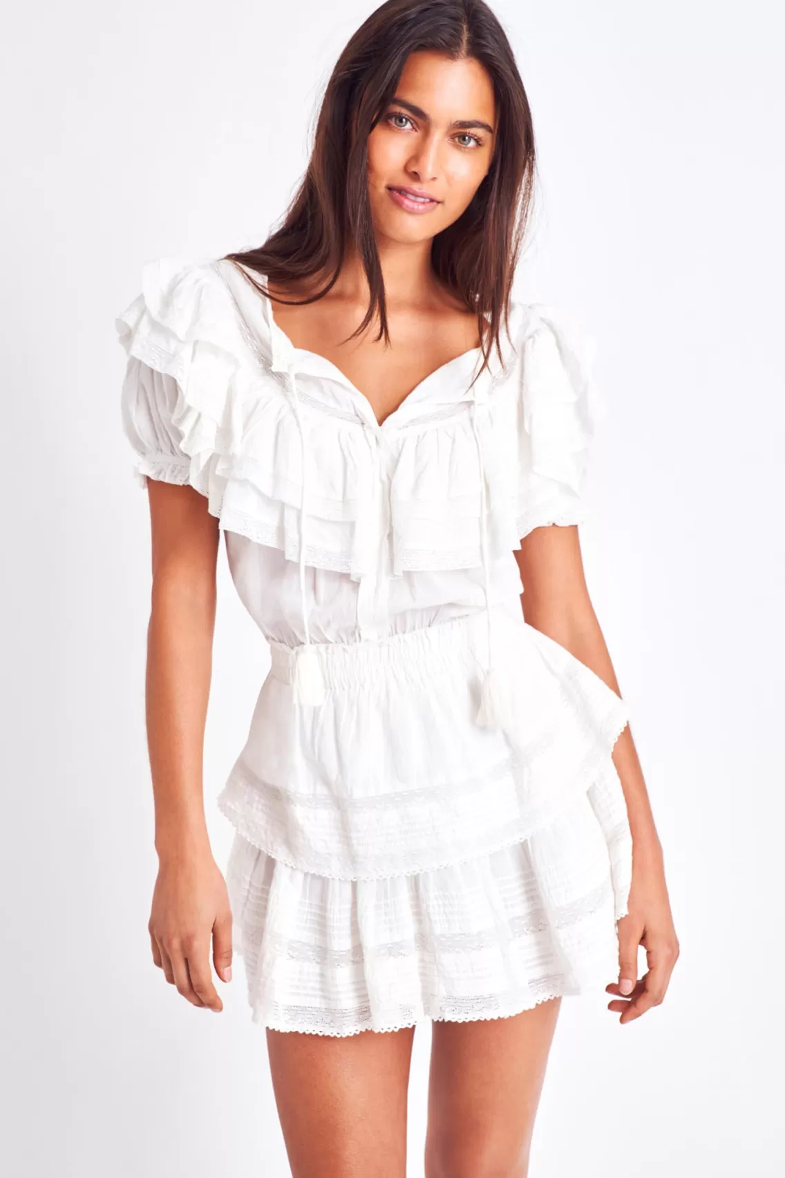 Dresses | White Edit-LoveShackFancy Liv Cotton Ruffled Dress ANTIQUE WHITE